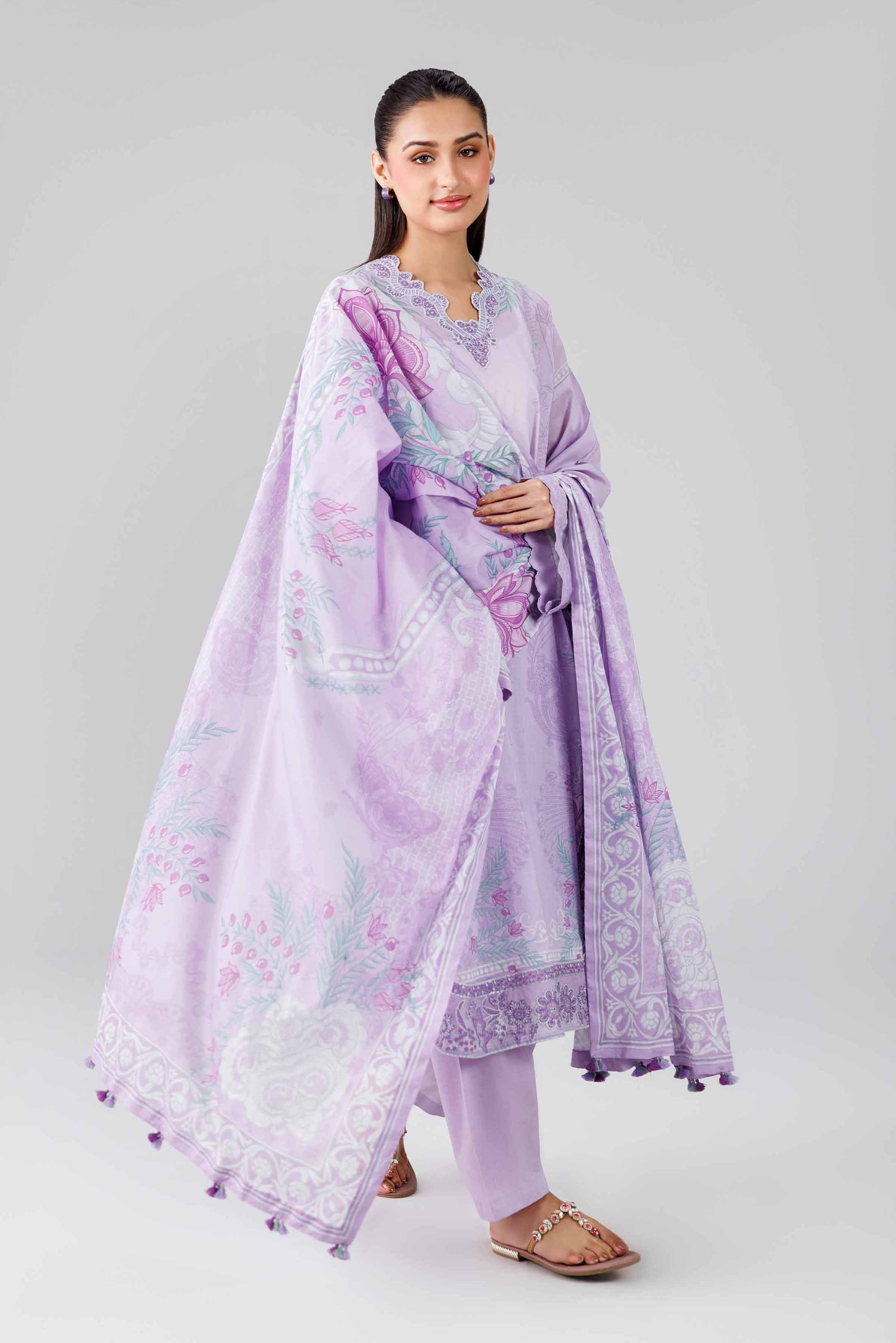 3 Piece - Digital Printed Embroidered Suit - 42601836