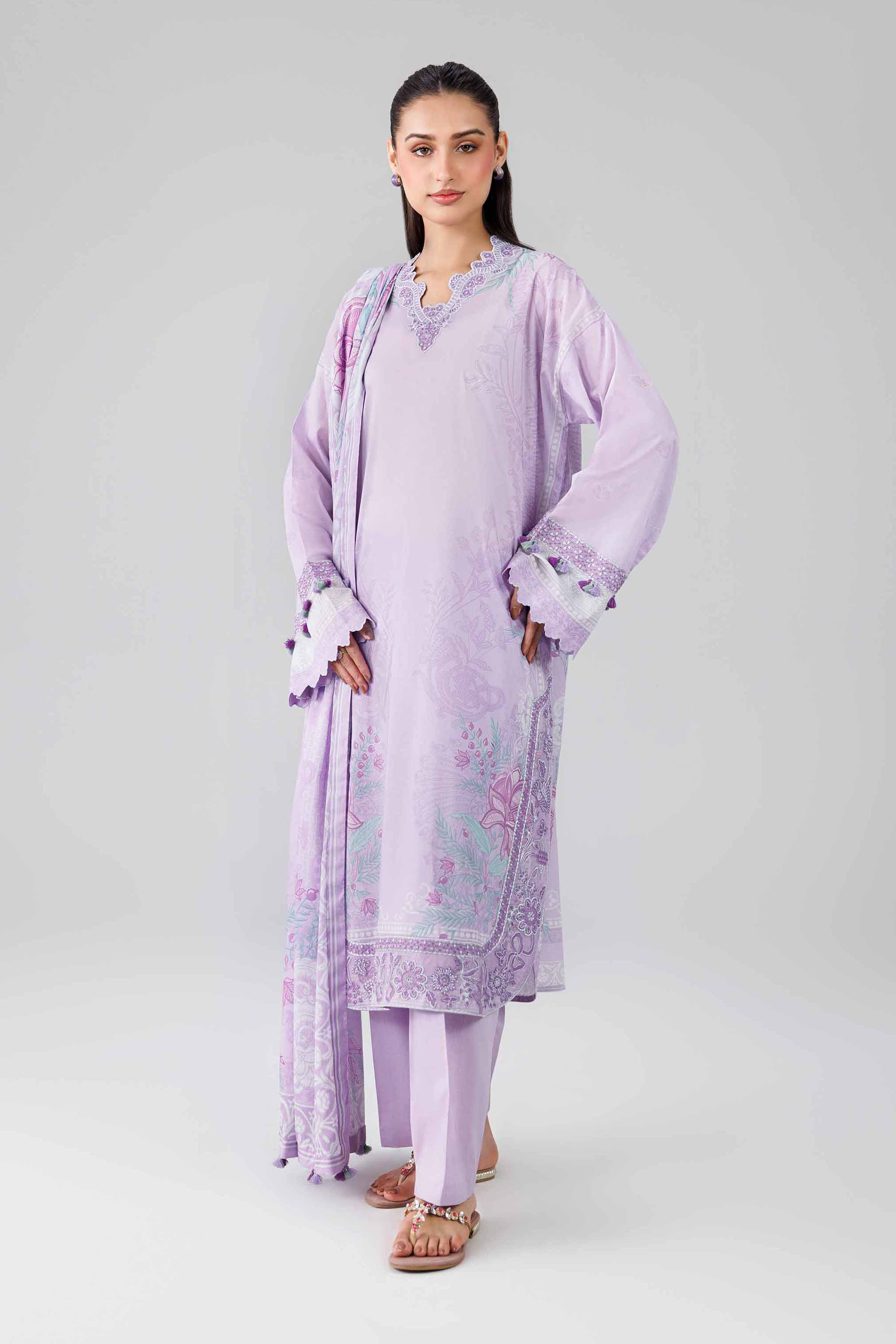 3 Piece - Digital Printed Embroidered Suit - 42601836