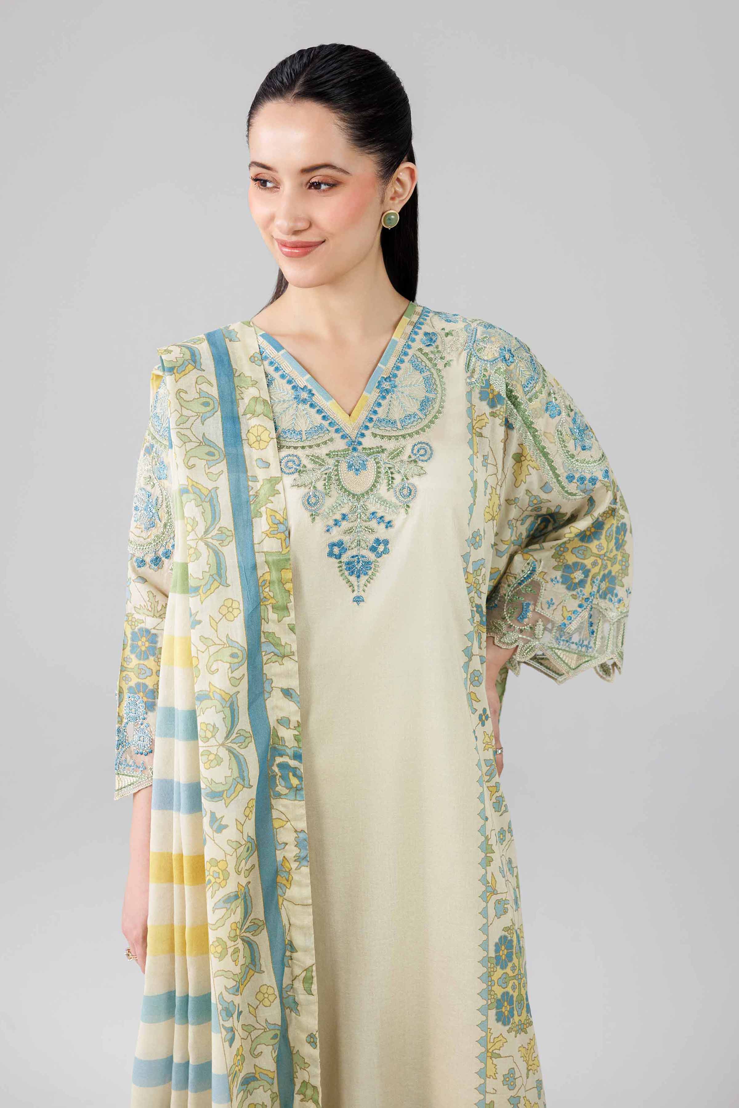 3 Piece - Digital Printed Embroidered Suit - 42601838