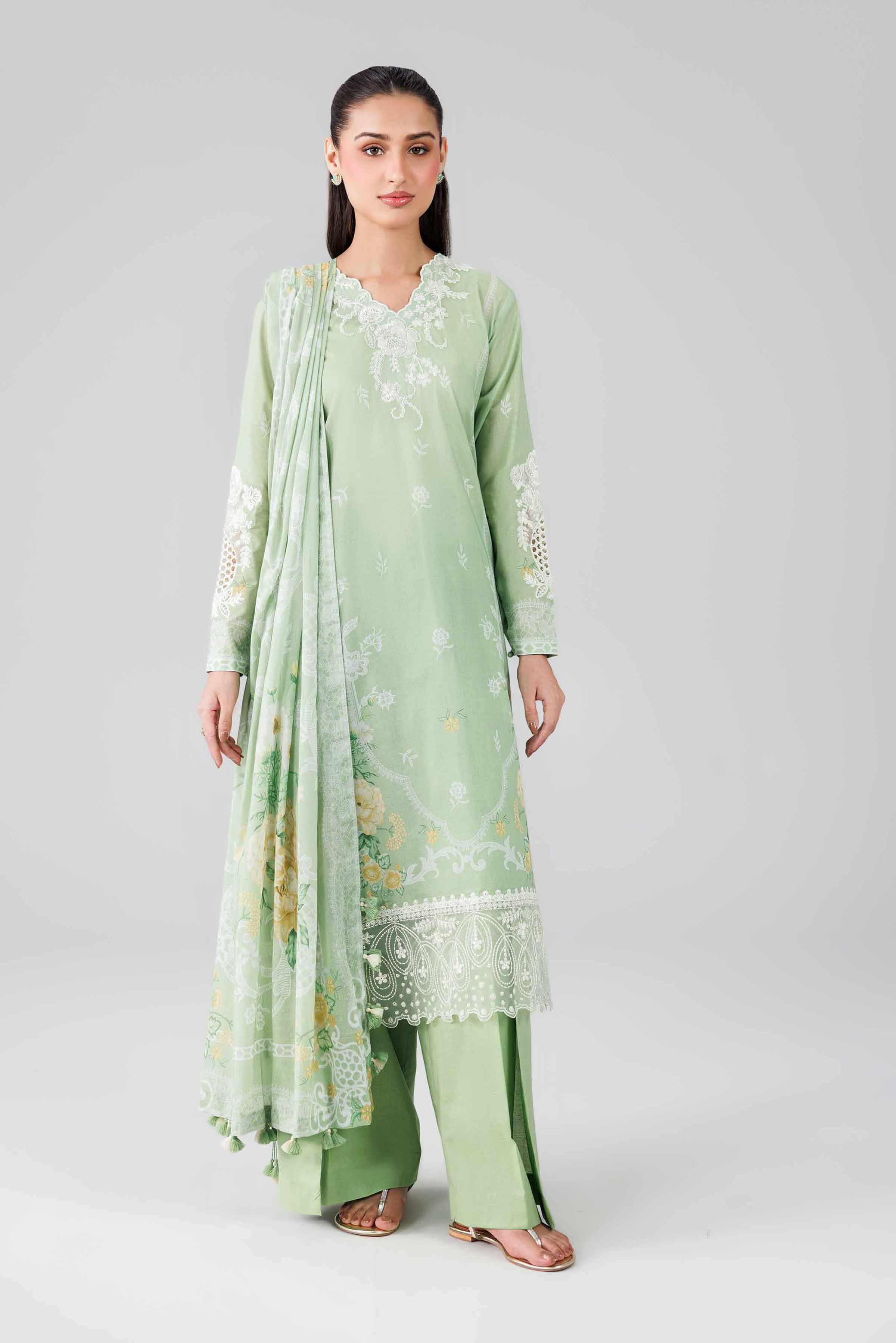 3 Piece - Digital Printed Embroidered Suit - 42601840
