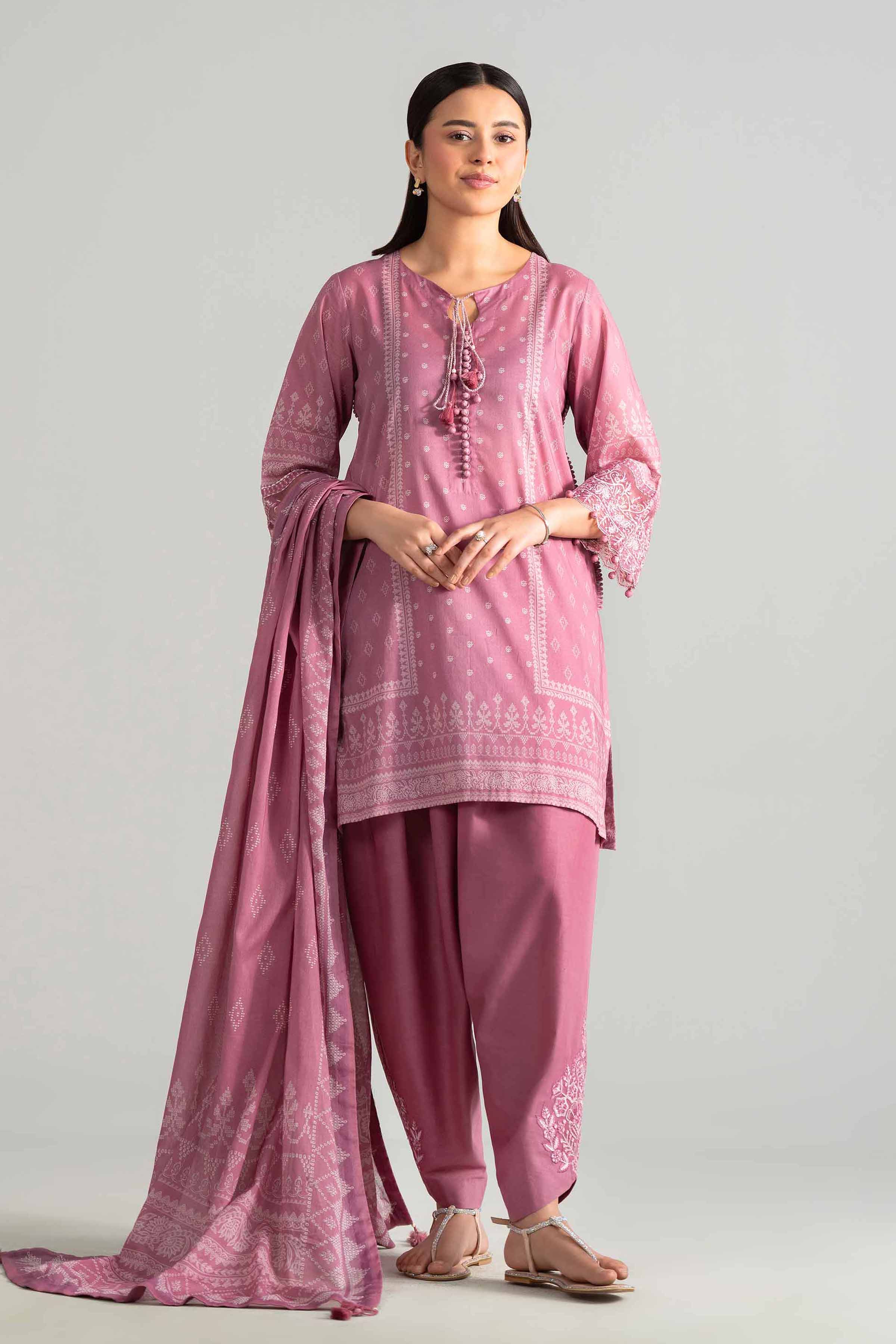 3 Piece - Digital Printed Embroidered Suit - 42601843