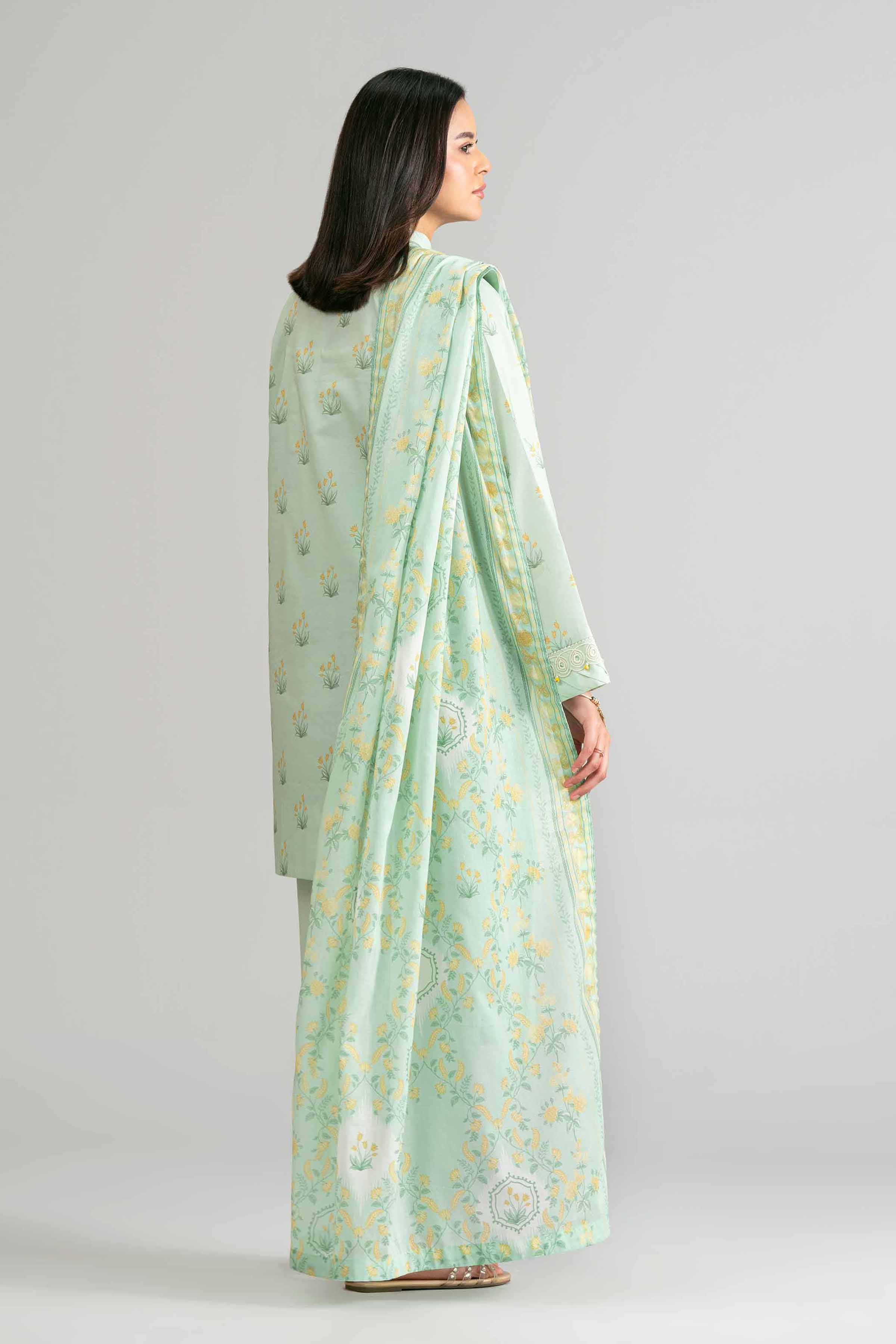 3 Piece - Printed Embroidered Suit - 42601861