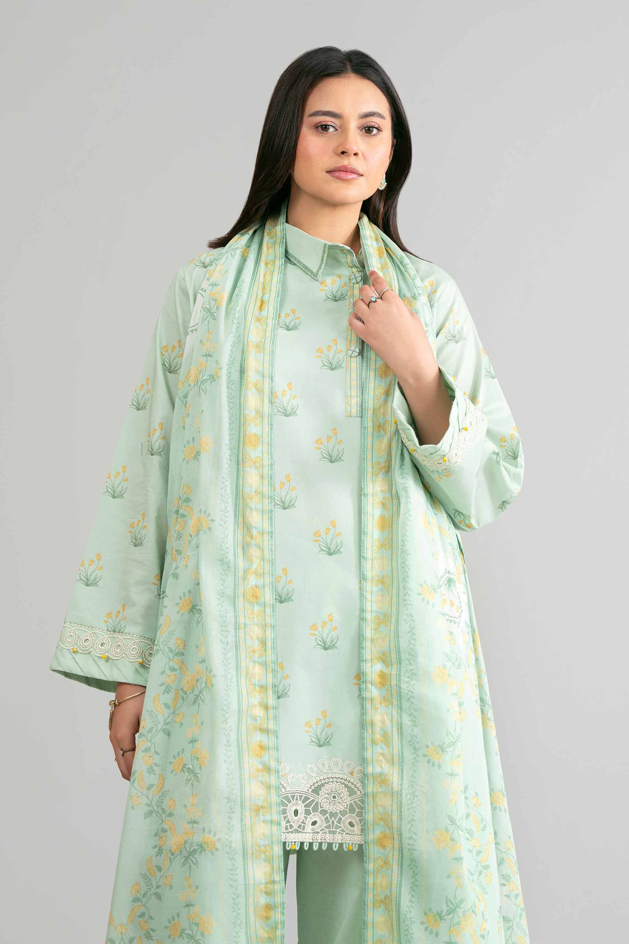 3 Piece - Printed Embroidered Suit - 42601861