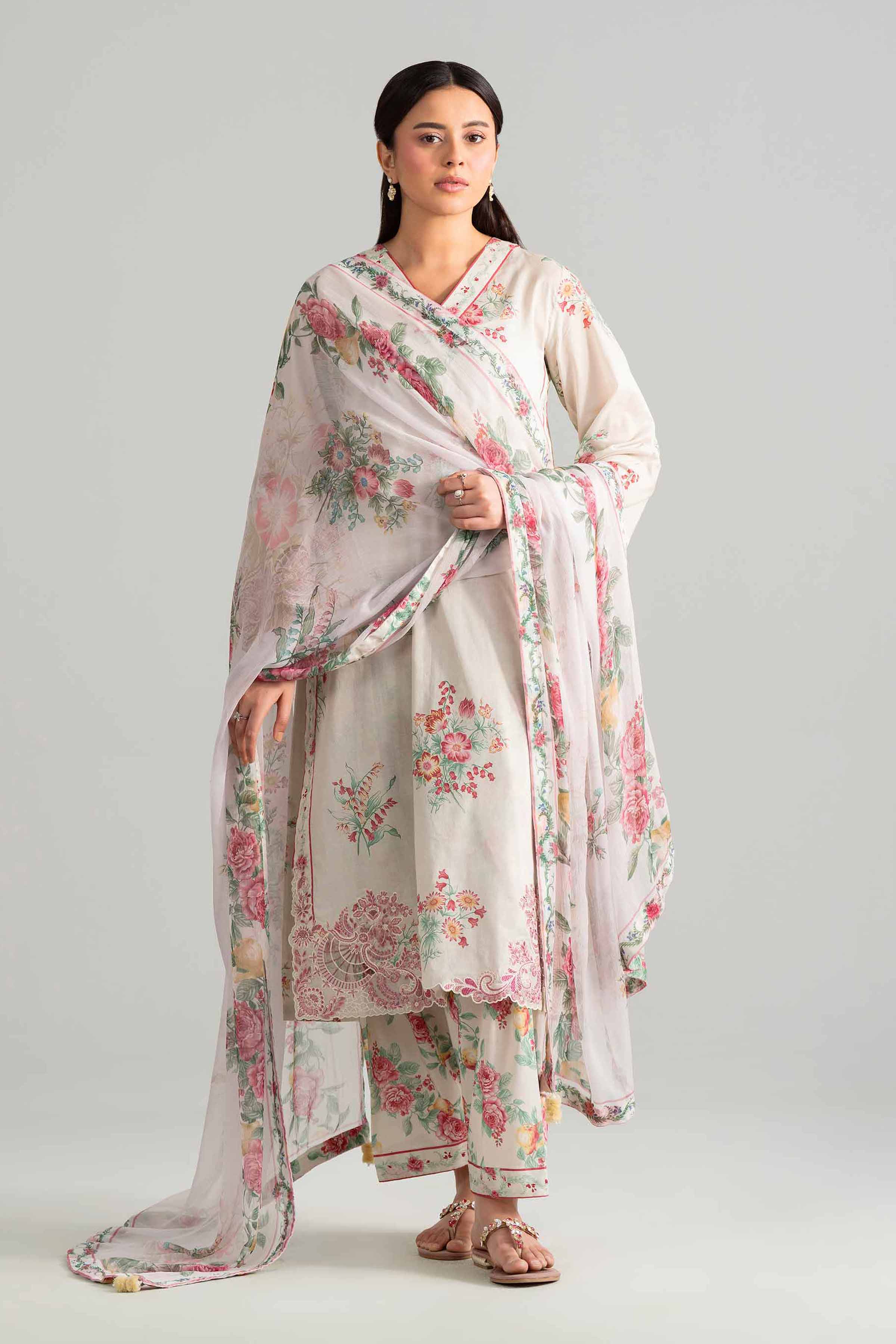 3 Piece - Digital Printed Embroidered Suit - 42601912