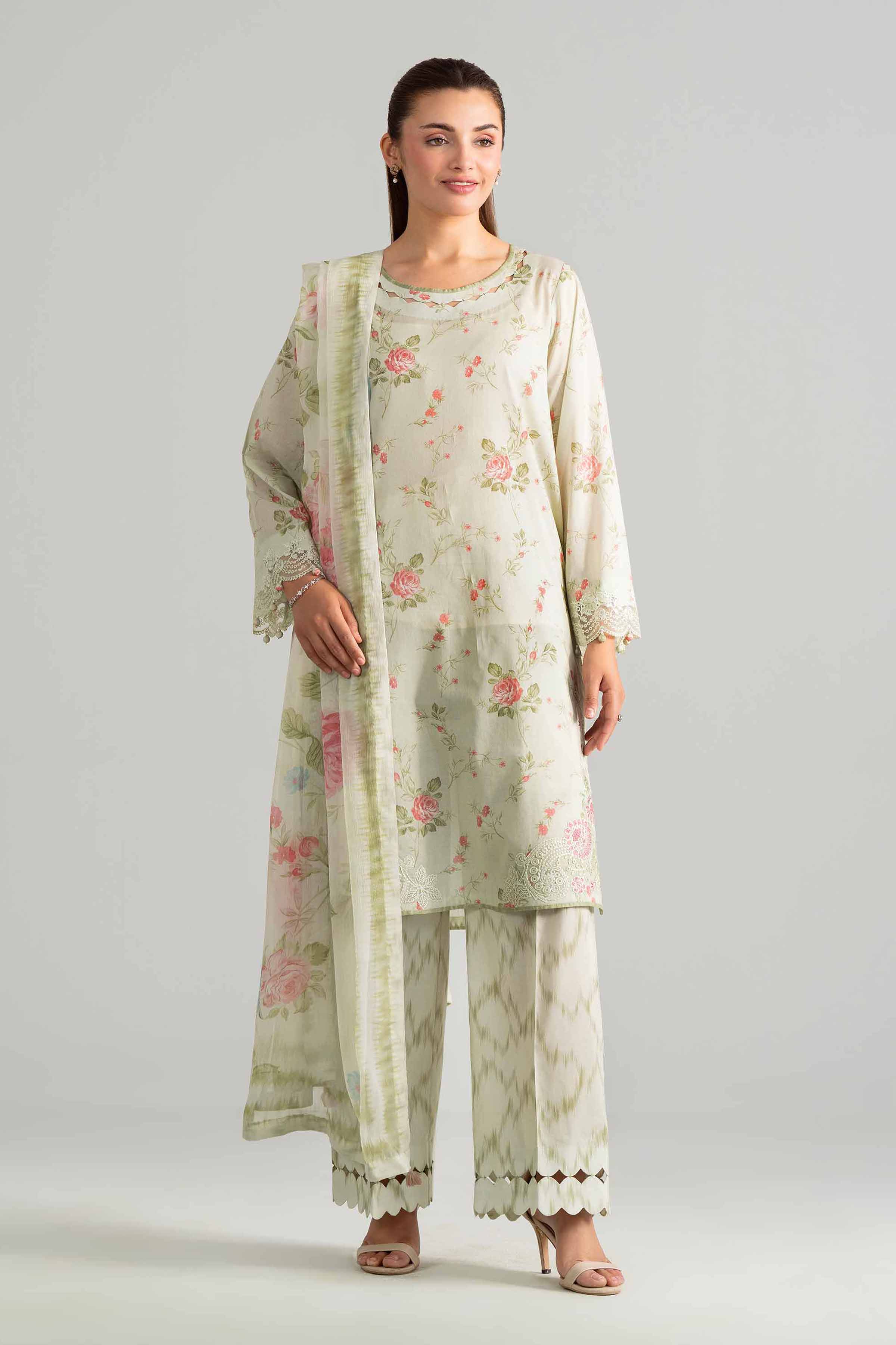 3 Piece - Digital Printed Embroidered Suit - 42601913