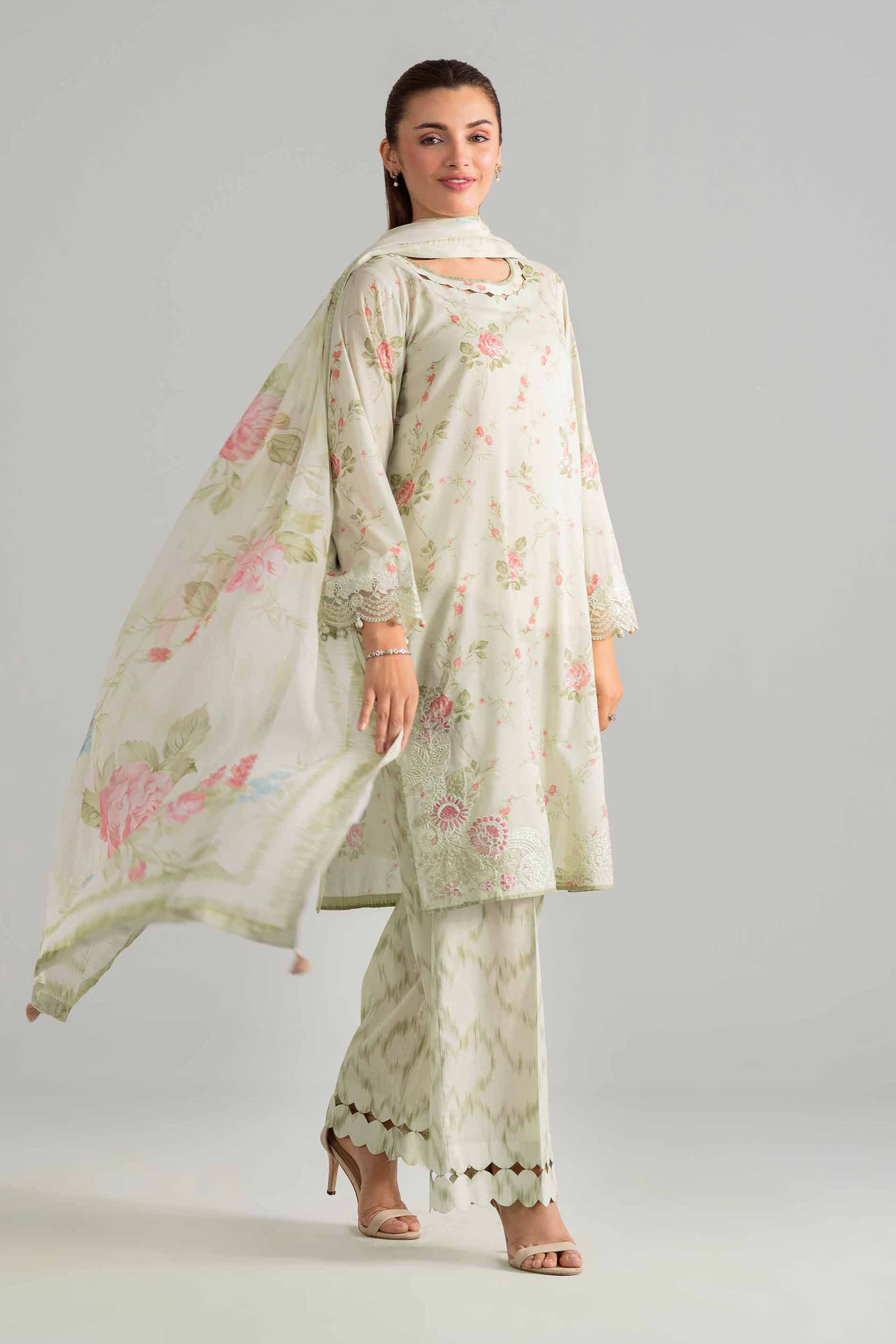 3 Piece - Digital Printed Embroidered Suit - 42601913