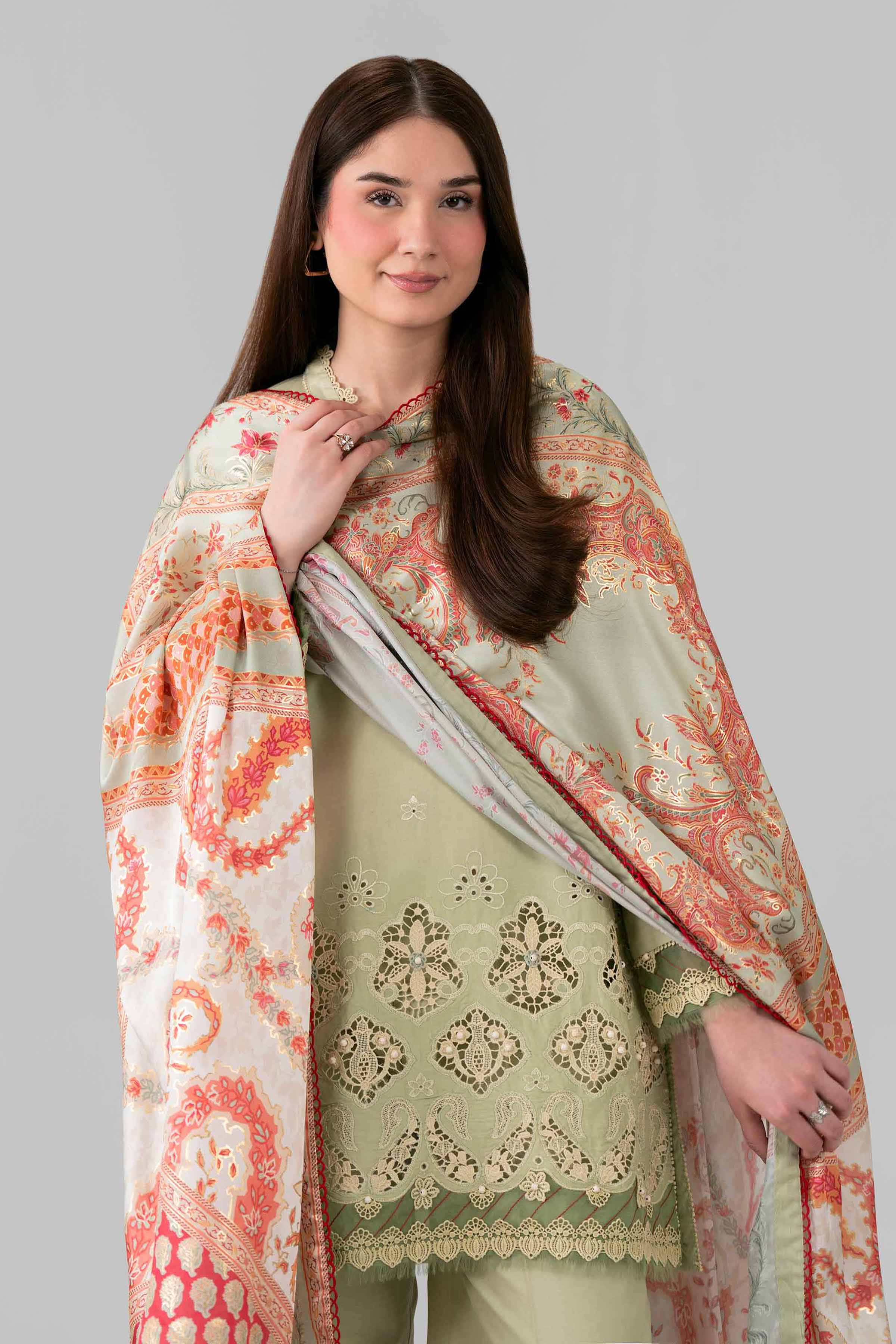 3 Piece - Digital Printed Embroidered Suit - 42601921
