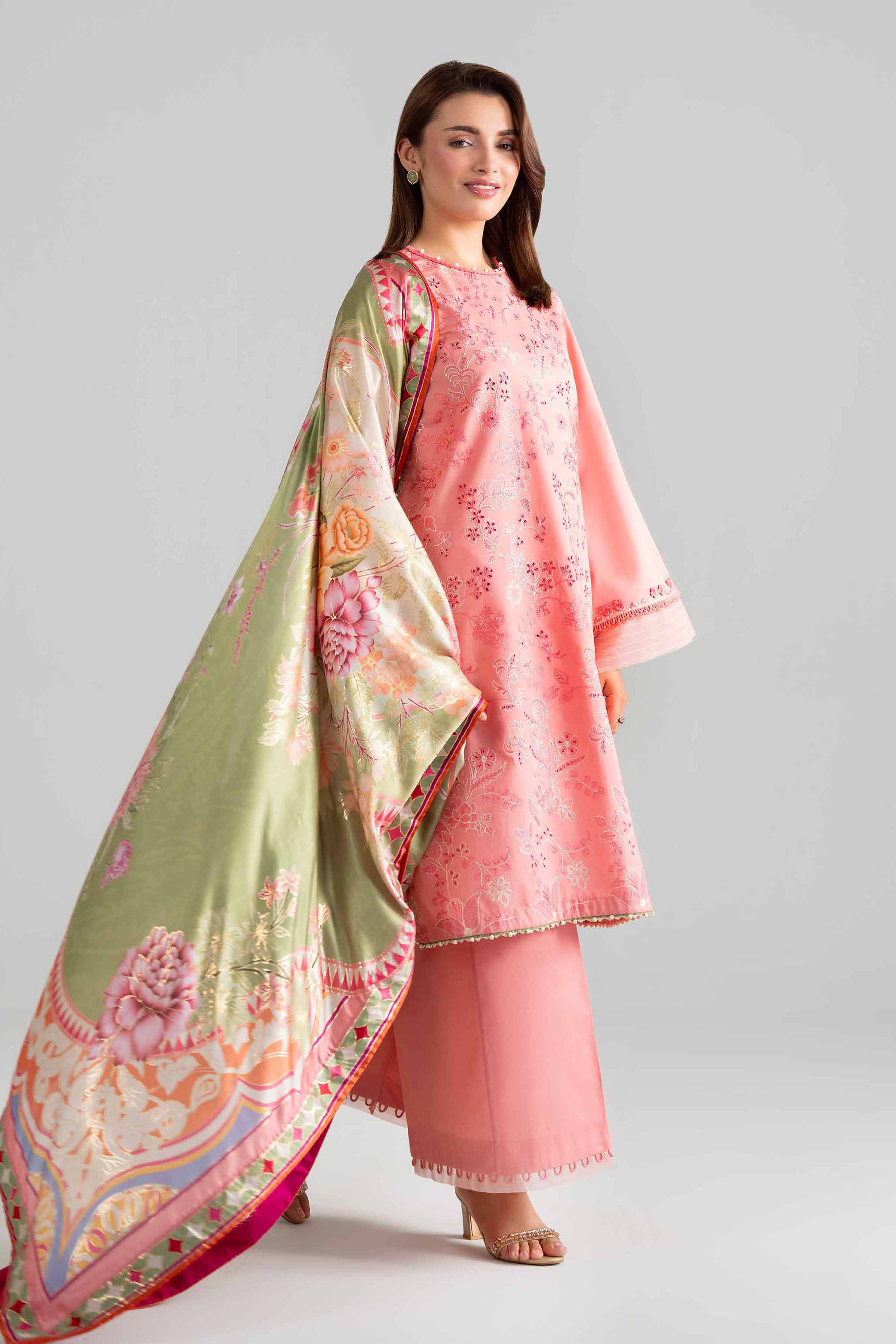3 Piece - Digital Printed Embroidered Suit - 42601923