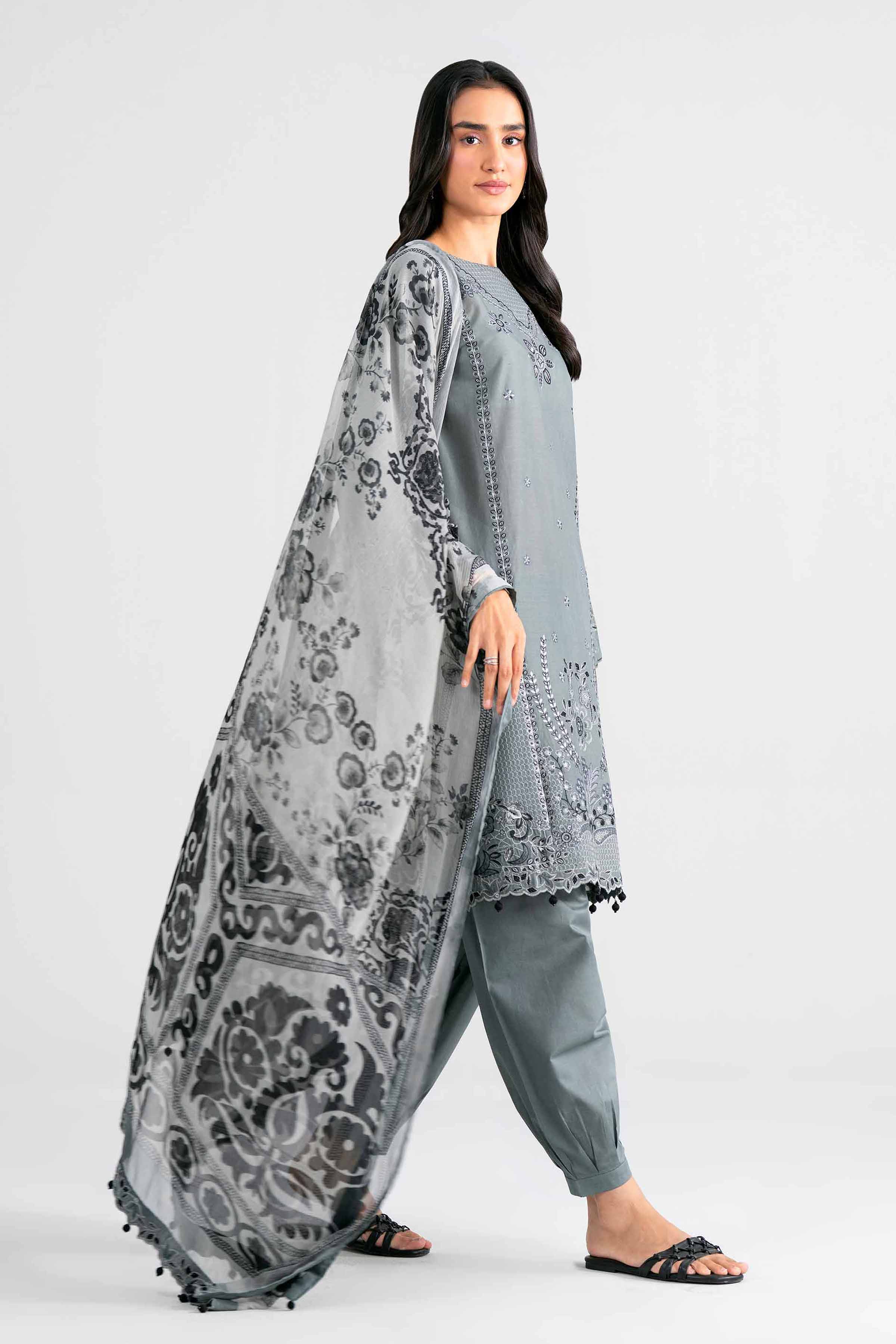 3 Piece - Digital Printed Embroidered Suit - 42601987