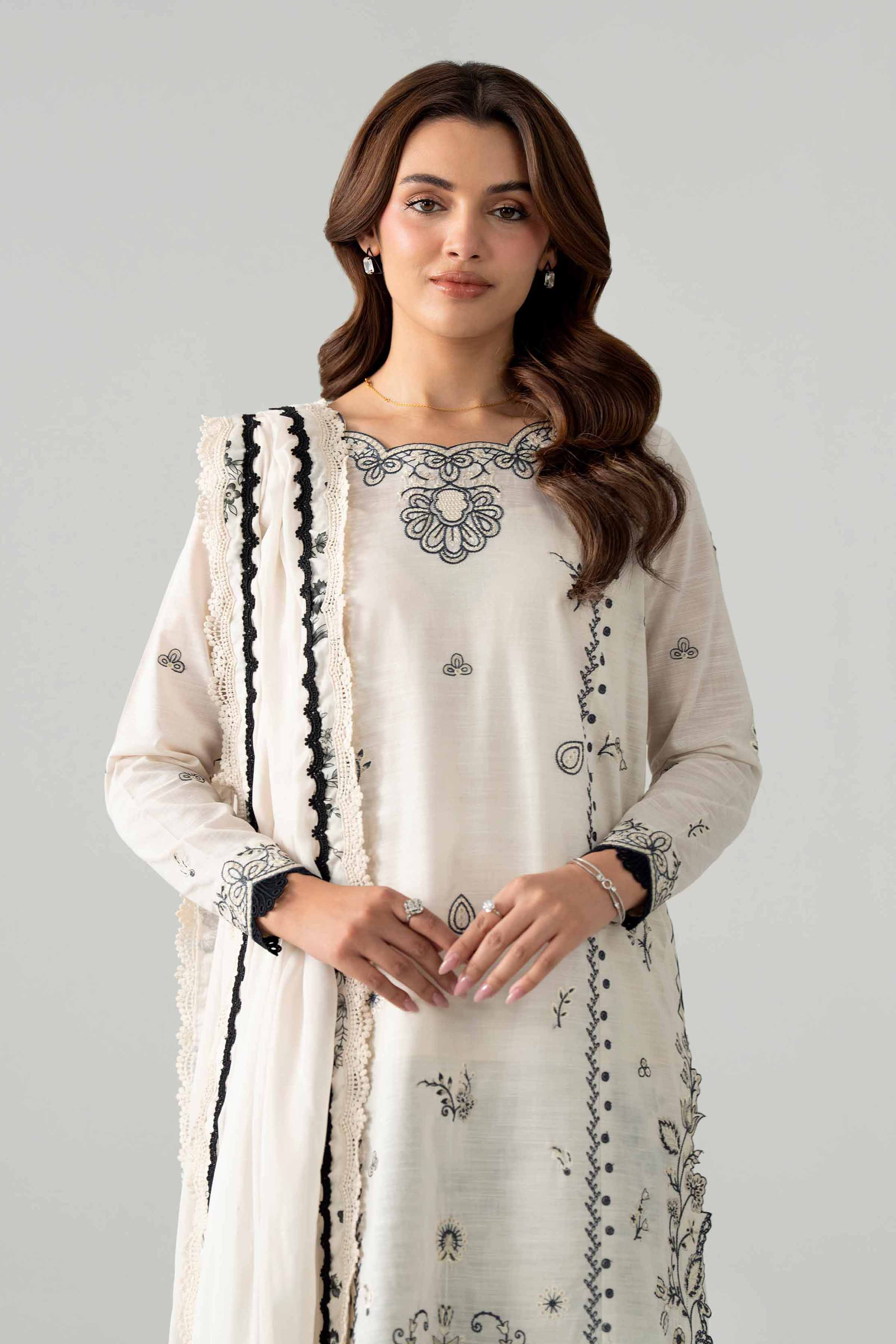 3 Piece - Printed Embroidered Suit - 42602039