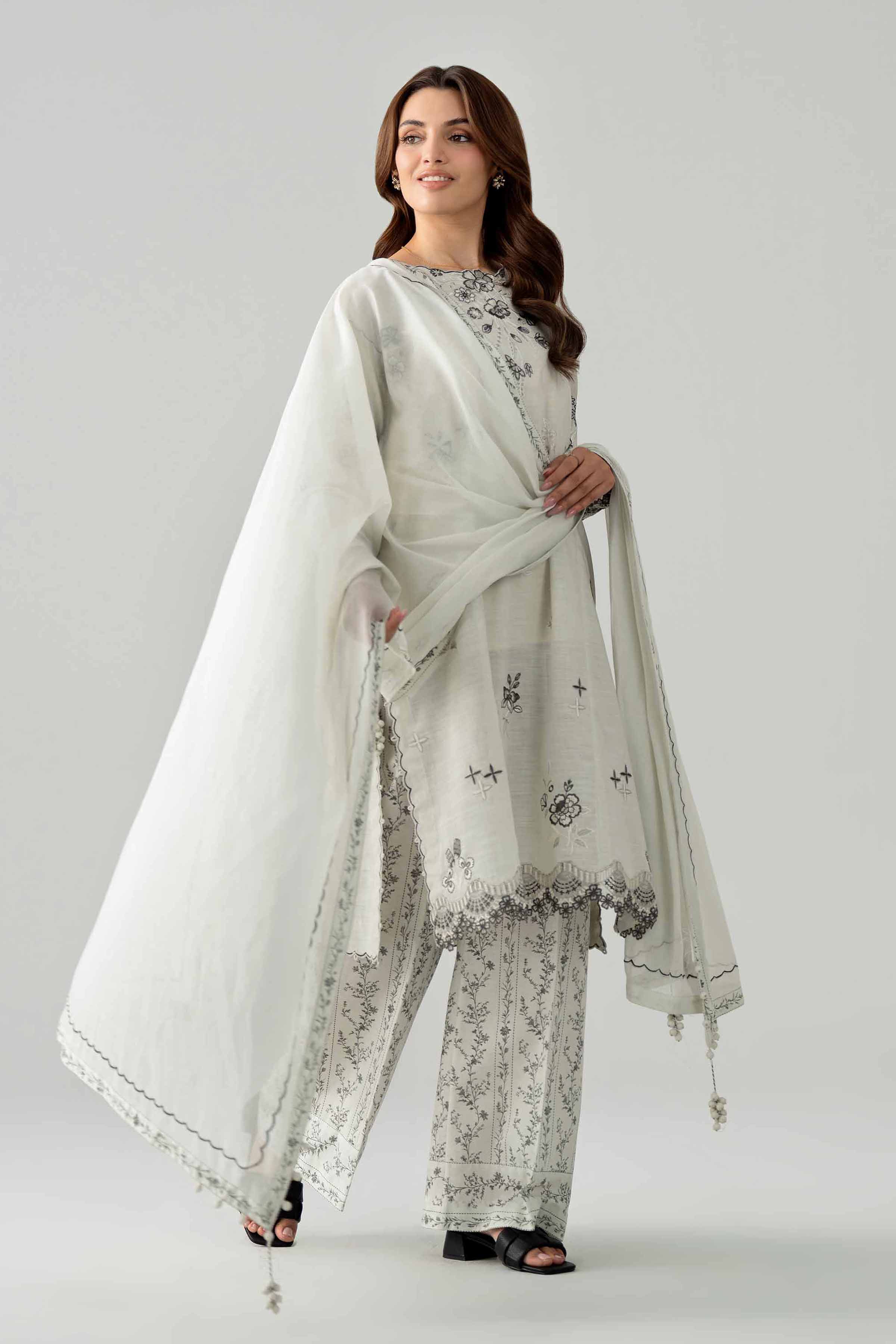 3 Piece - Printed Embroidered Suit - 42602042