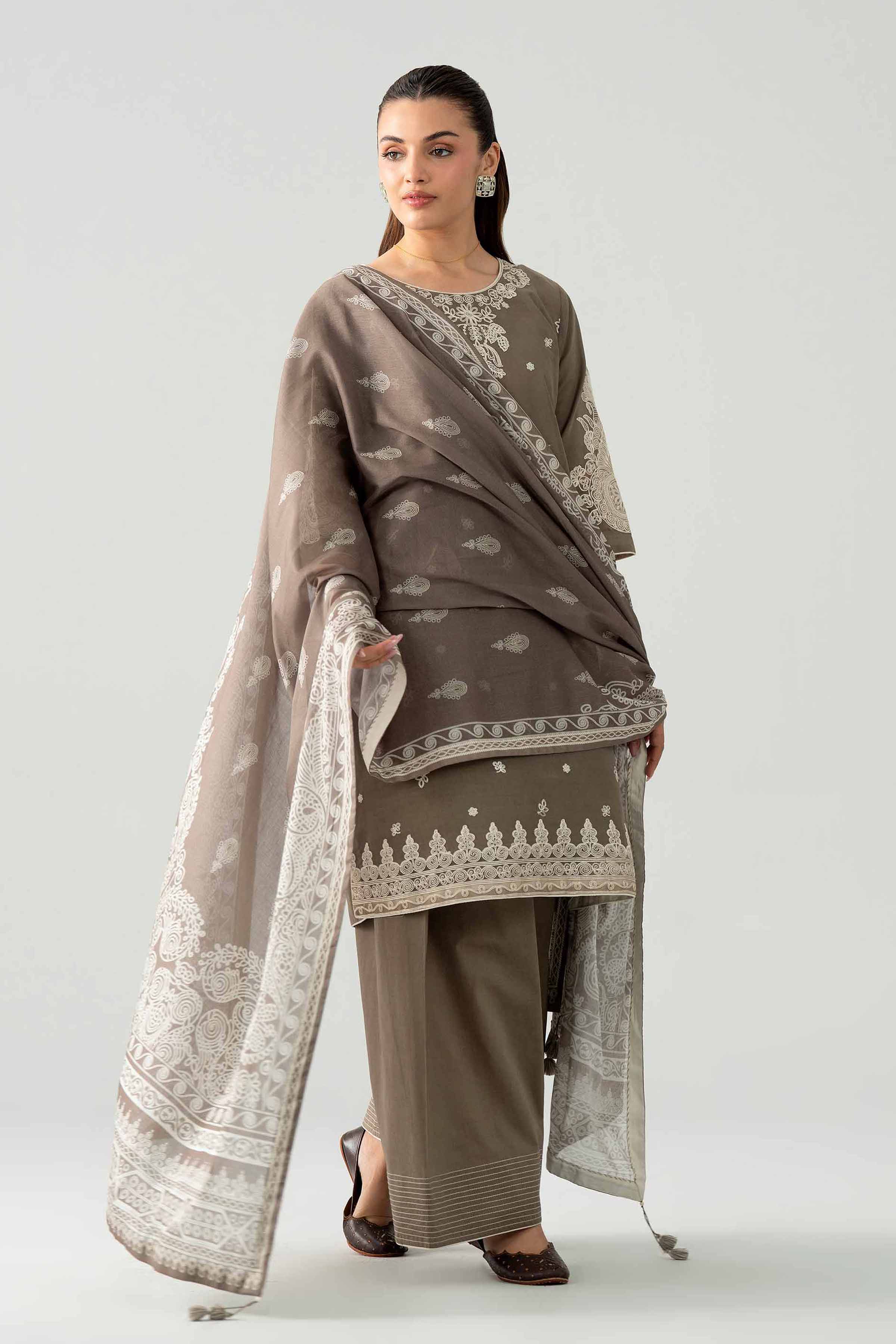 3 Piece - Digital Printed Embroidered Suit - 42602049