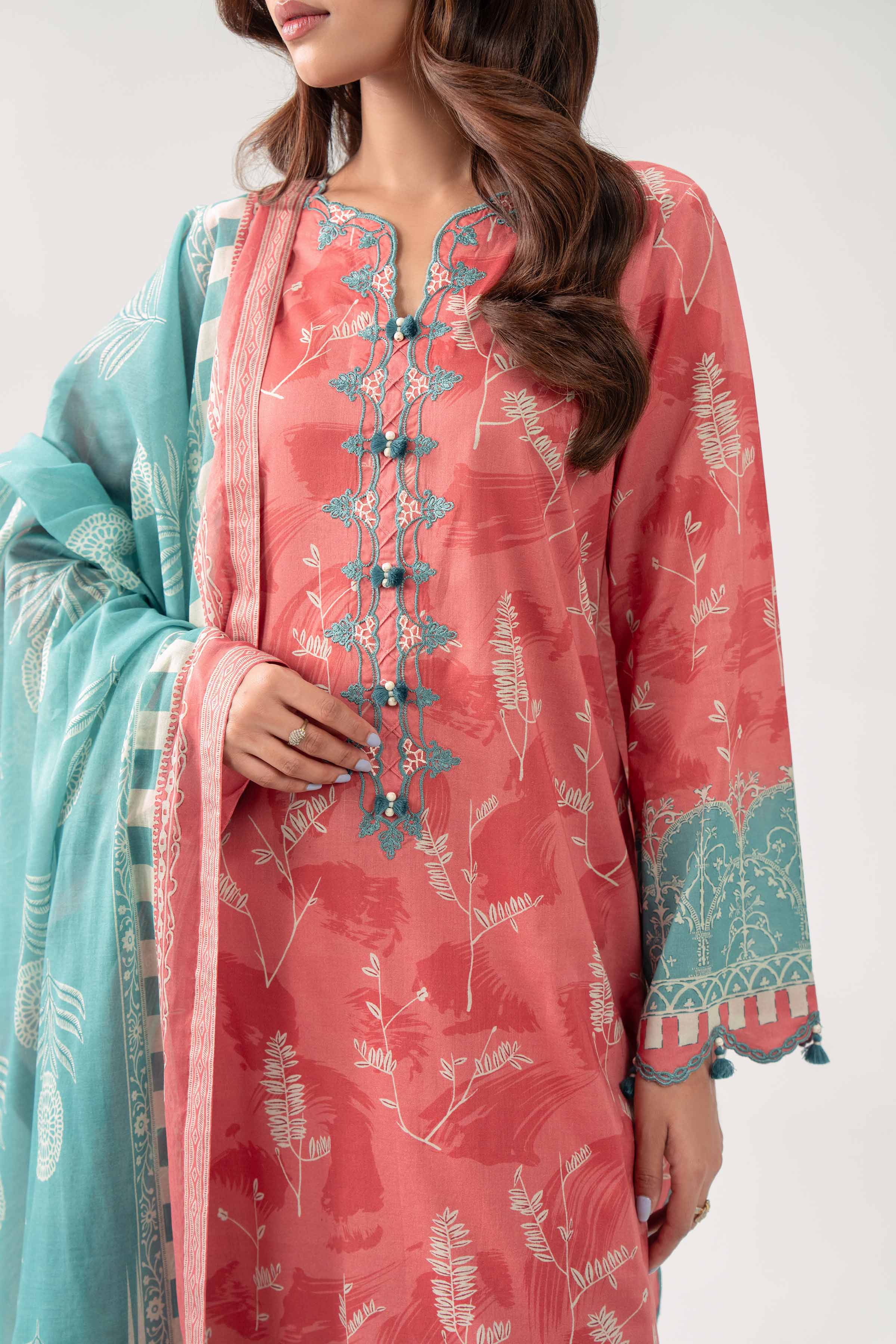 3 Piece - Digital Printed Embroidered Suit - 42602094