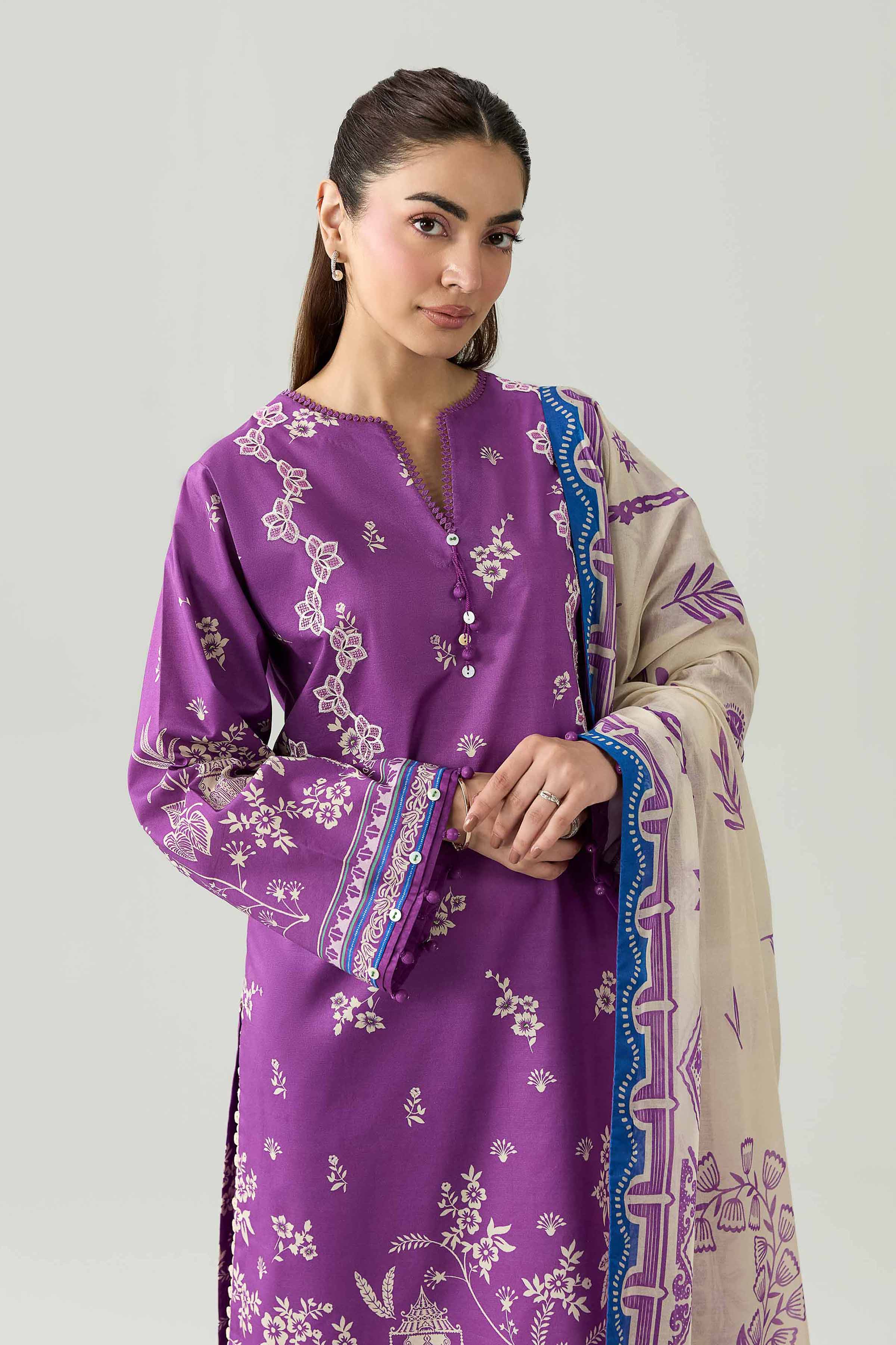 3 Piece - Digital Printed Embroidered Suit - 42602101