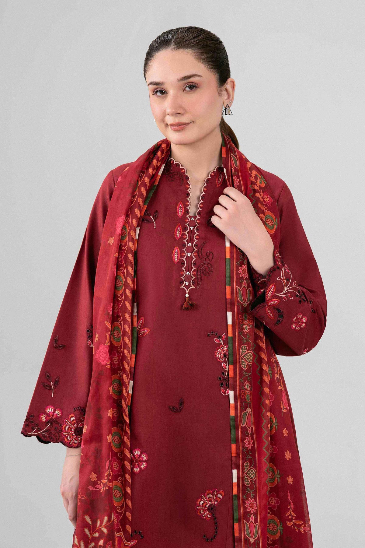 3 Piece - Digital Printed Embroidered Suit - 42602134