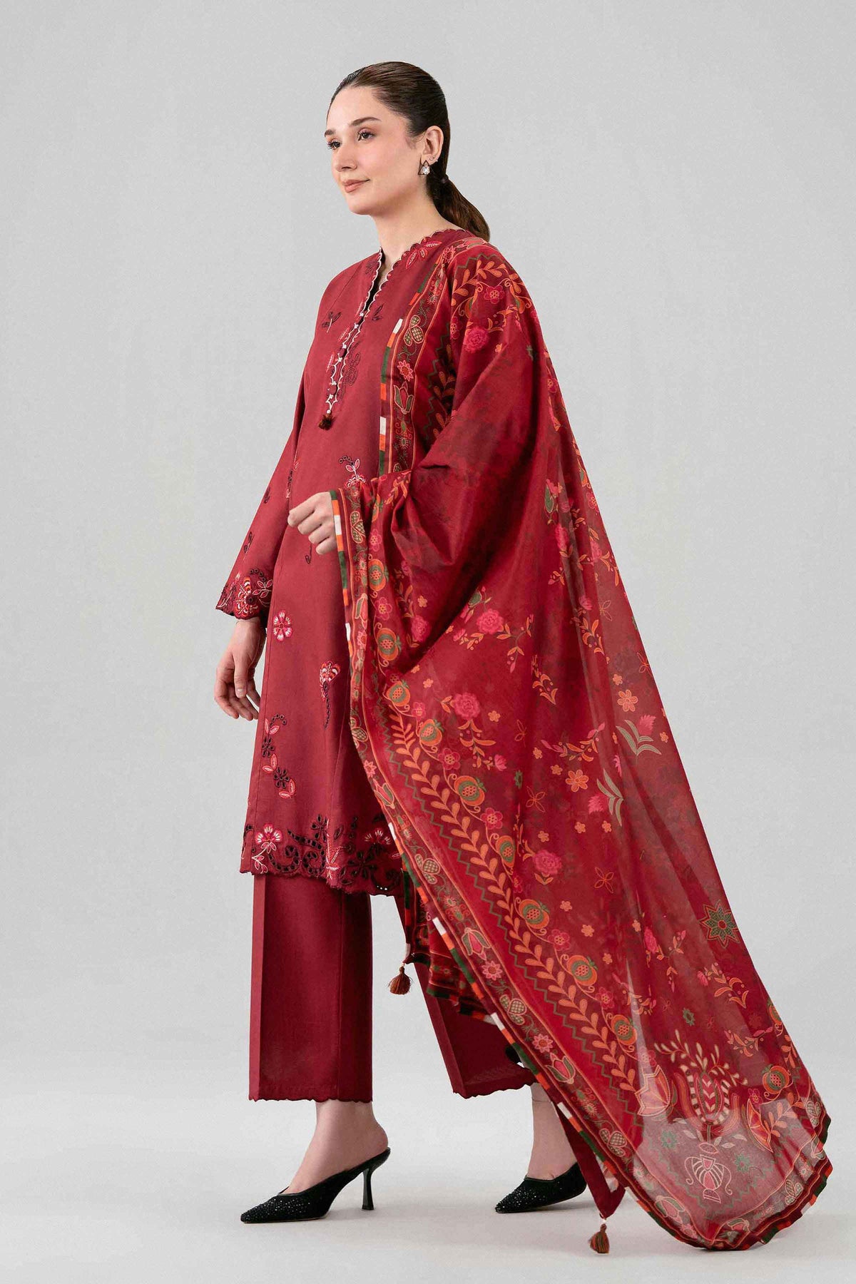 3 Piece - Digital Printed Embroidered Suit - 42602134