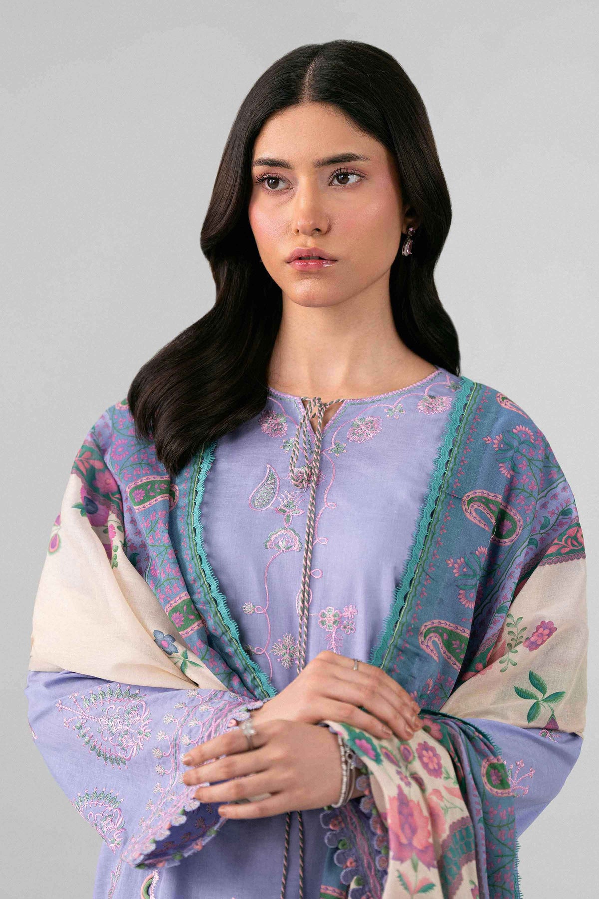3 Piece - Digital Printed Embroidered Suit - 42602135