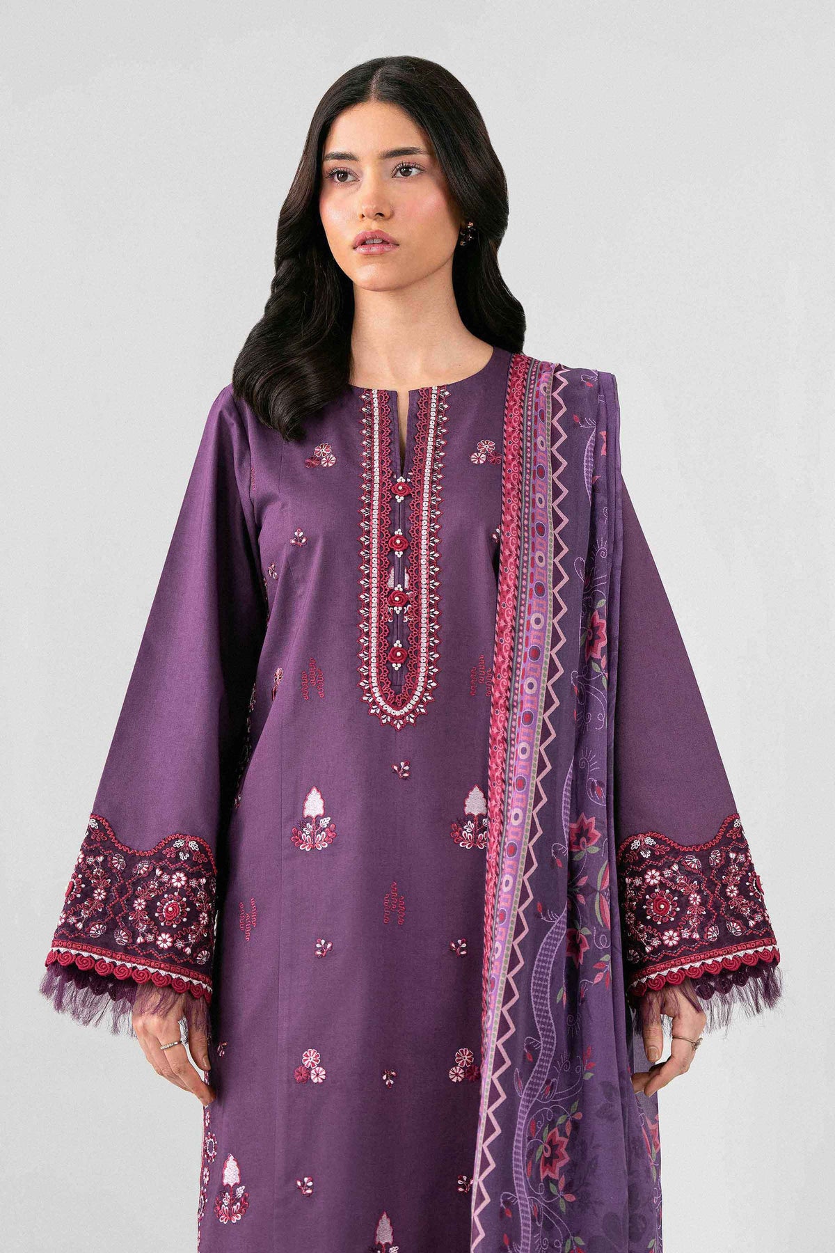 3 Piece - Digital Printed Embroidered Suit - 42602136
