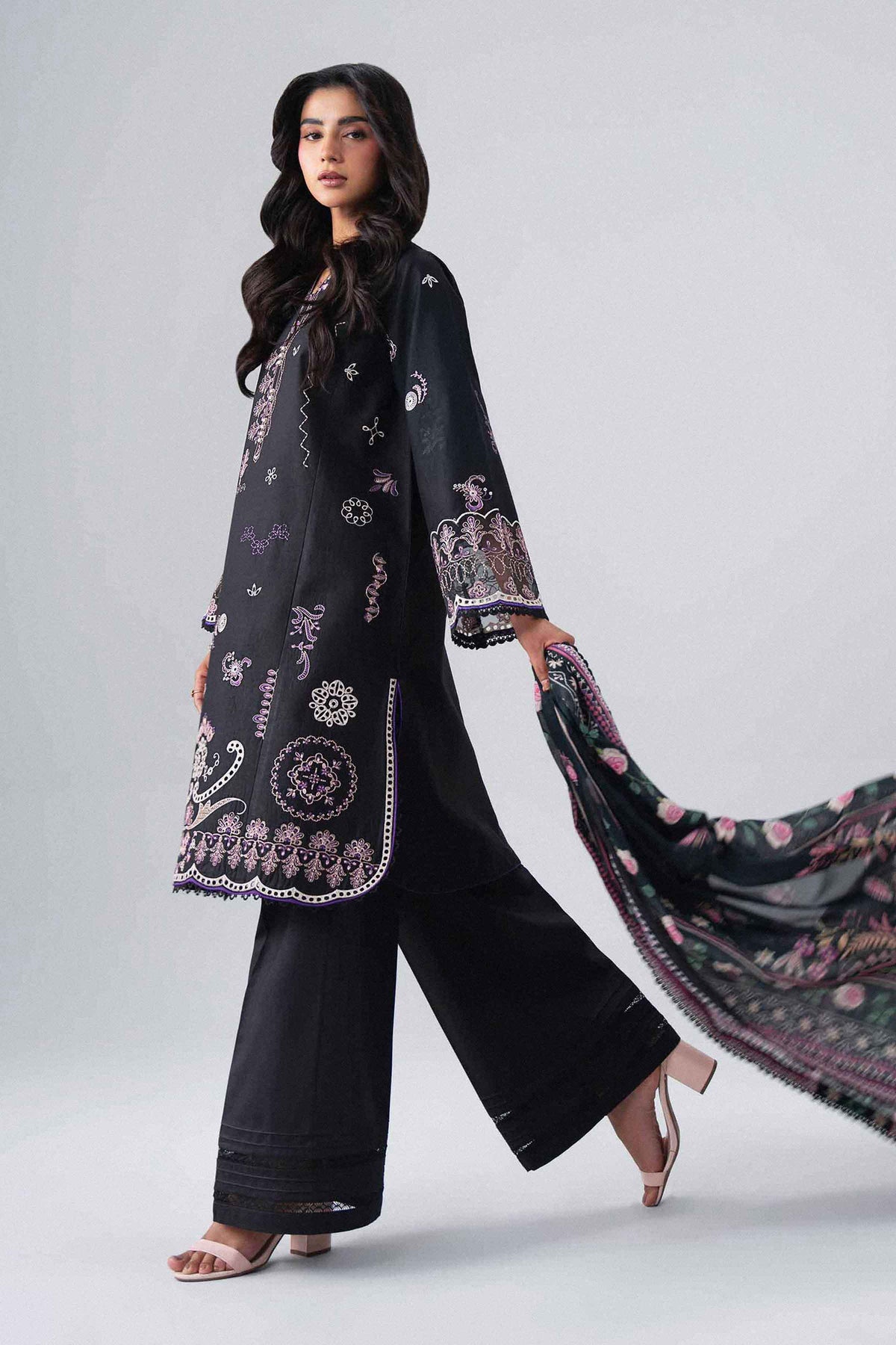 3 Piece - Digital Printed Embroidered Suit - 42602138