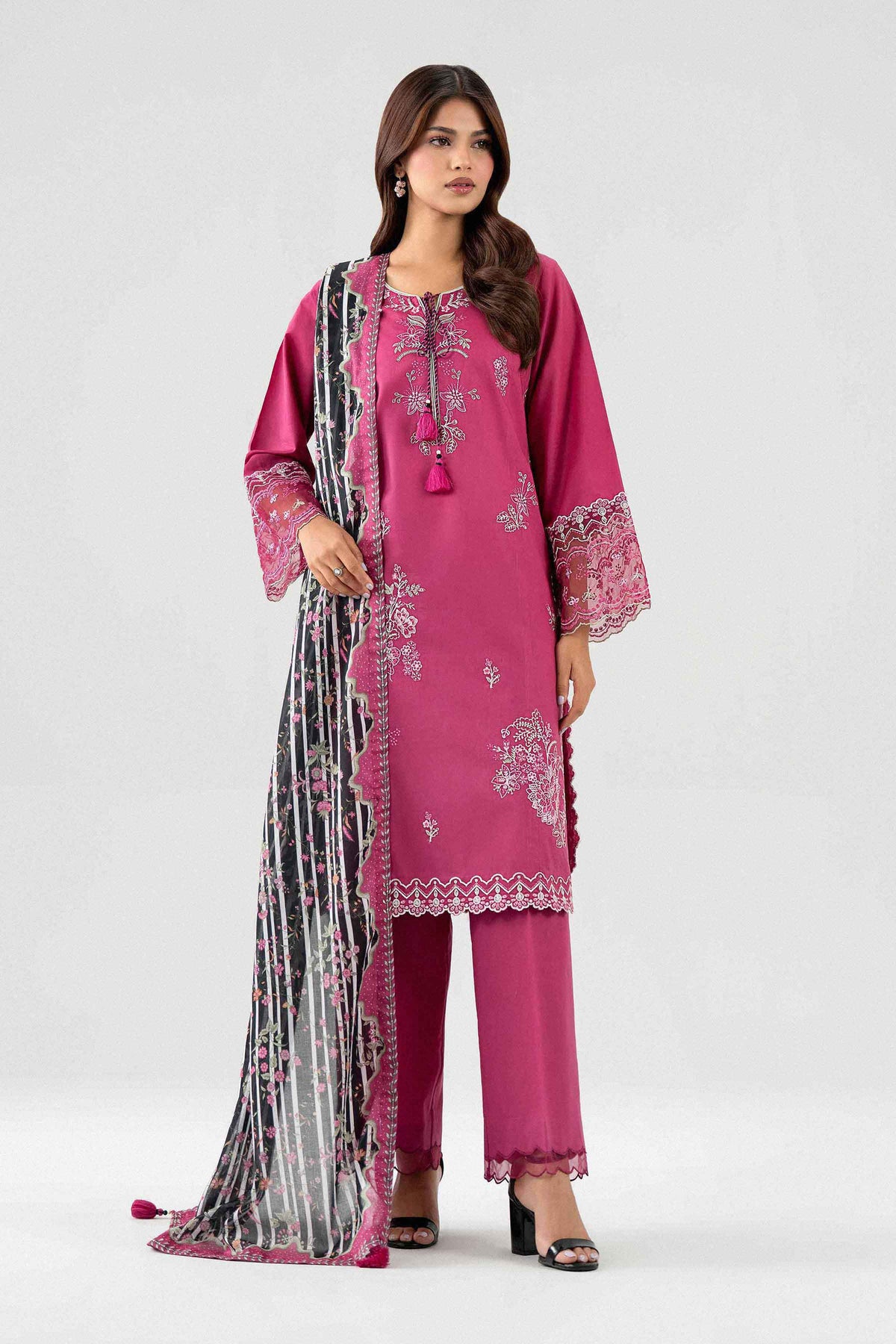 3 Piece - Digital Printed Embroidered Suit - 42602139