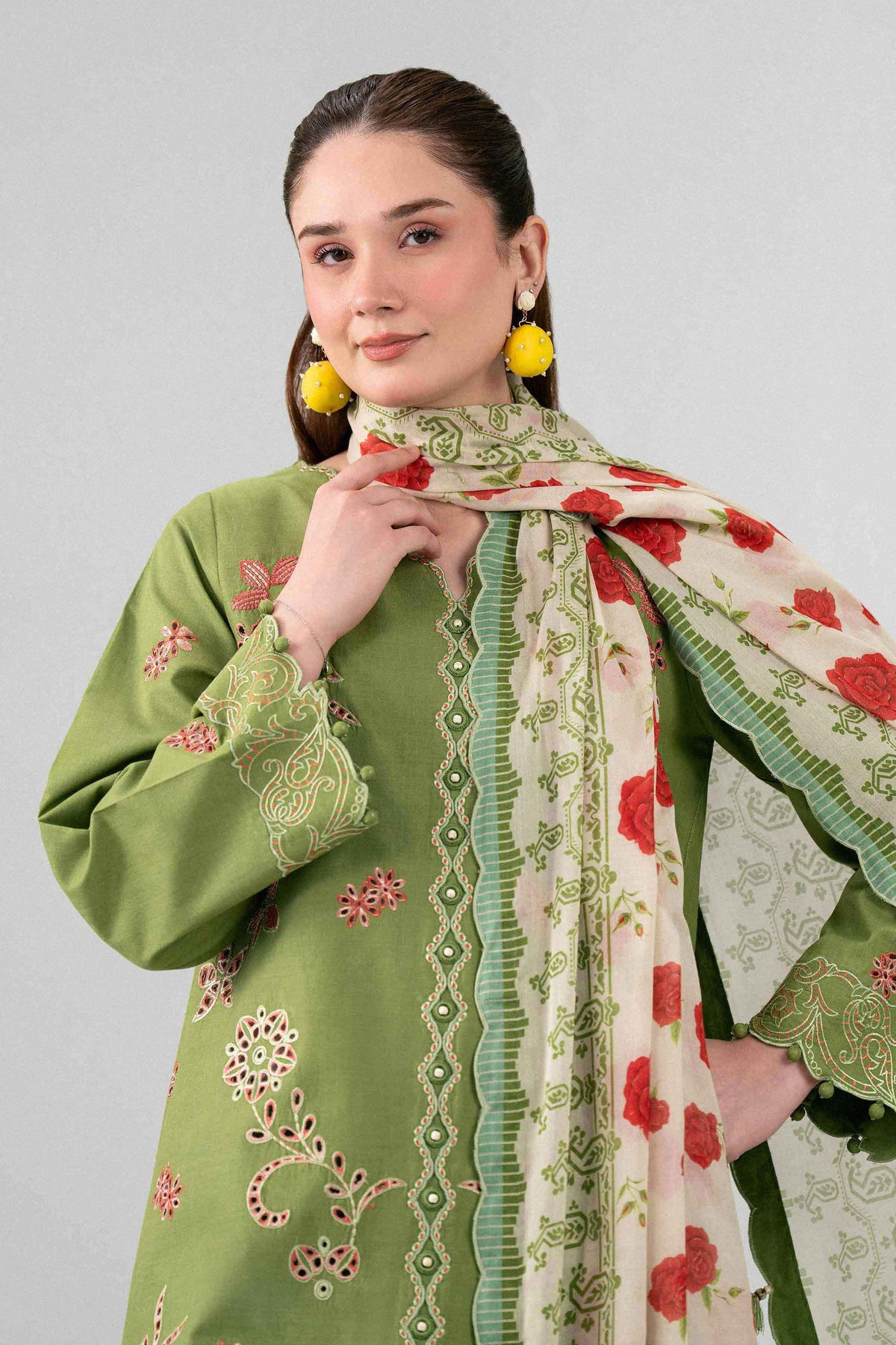 3 Piece - Digital Printed Embroidered Suit - 42602140