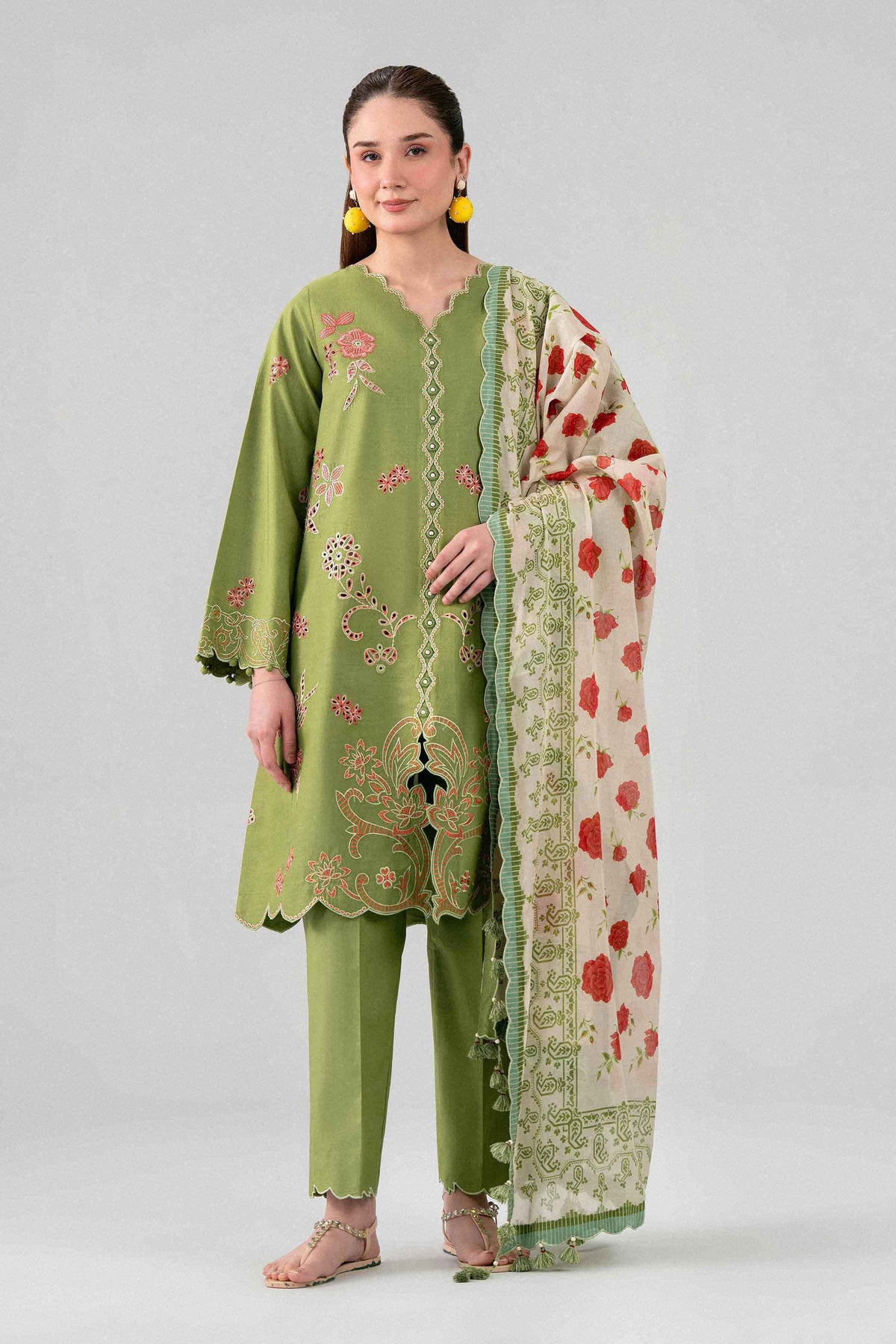 3 Piece - Digital Printed Embroidered Suit - 42602140
