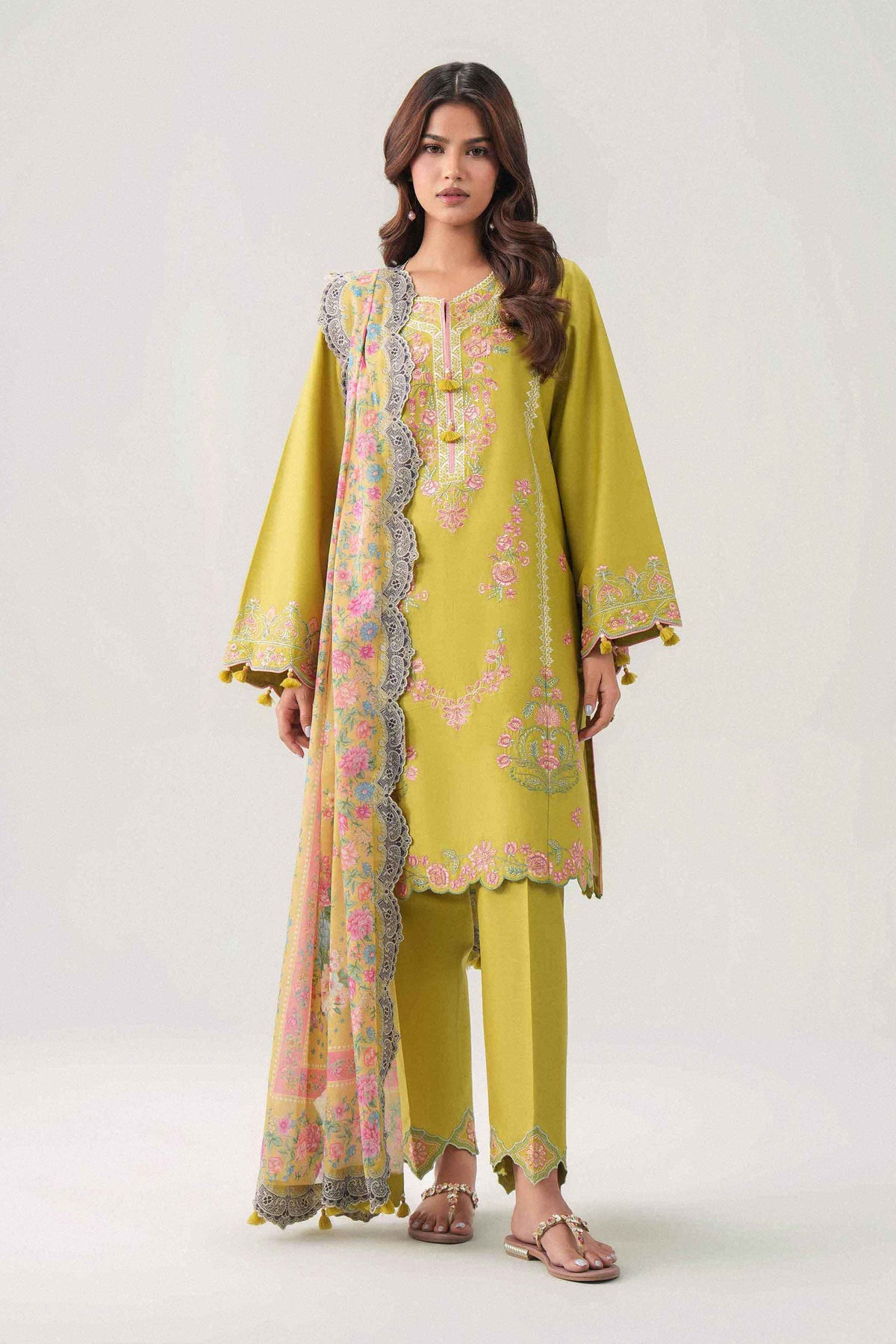 3 Piece - Digital Printed Embroidered Suit - 42602141