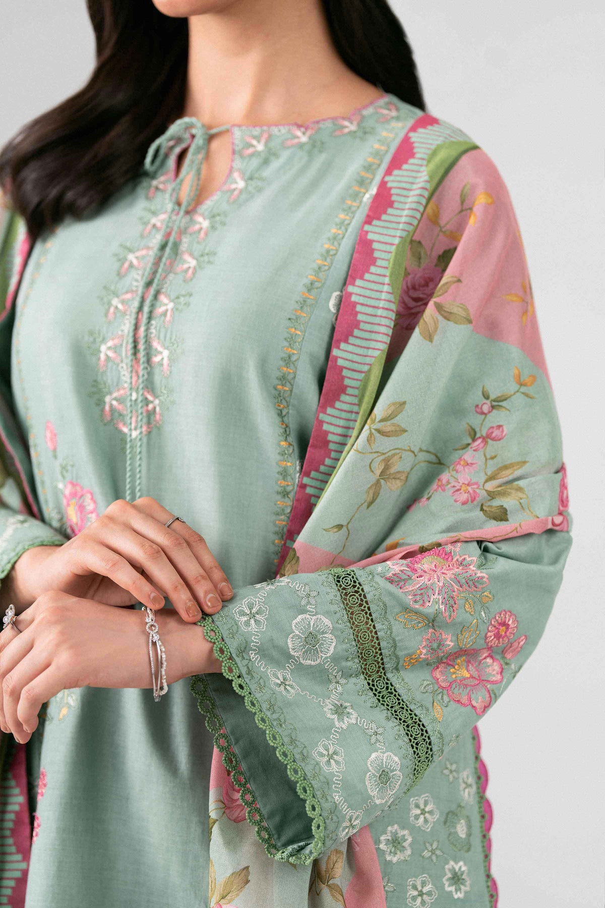 3 Piece - Digital Printed Embroidered Suit - 42602142