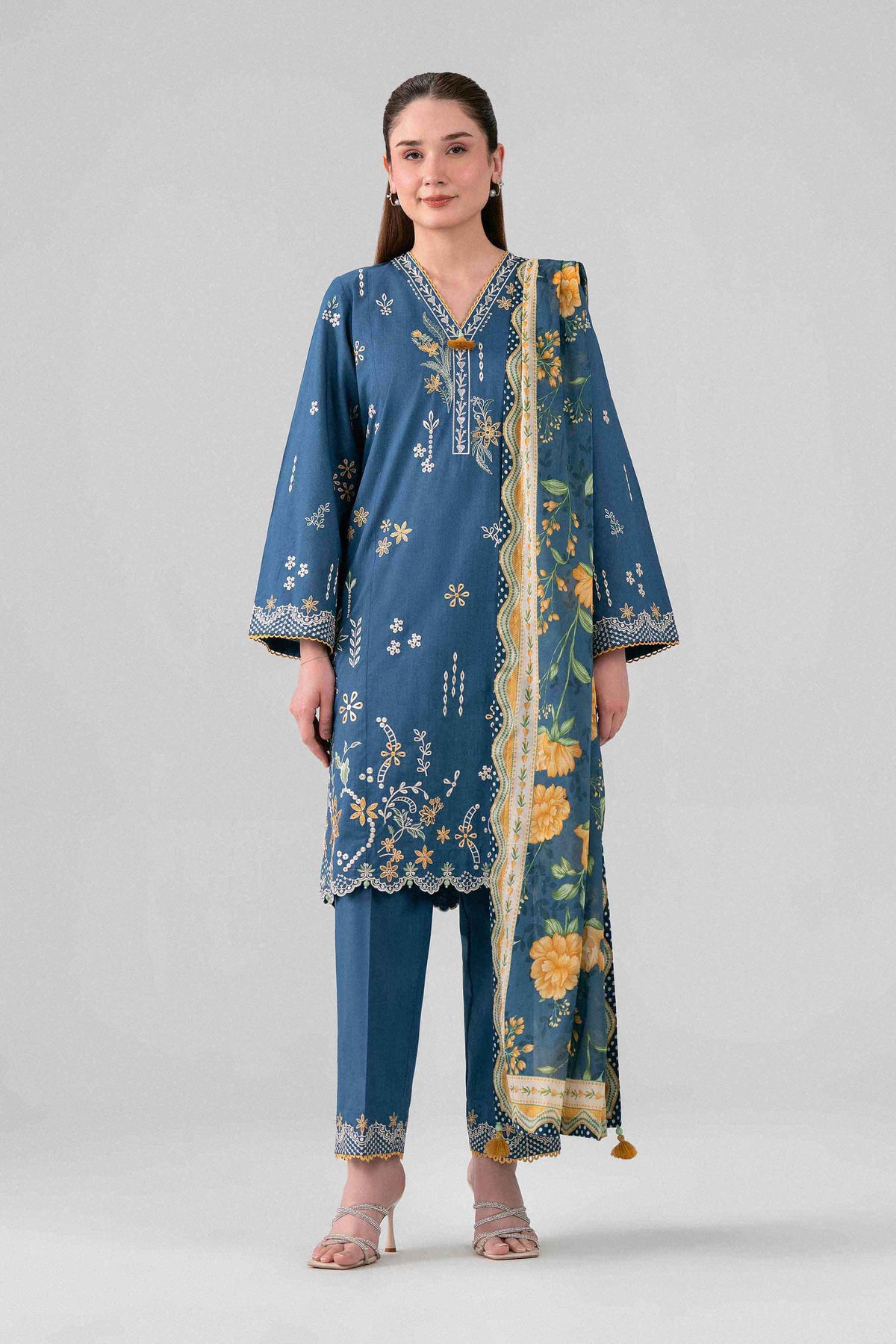 3 Piece - Digital Printed Embroidered Suit - 42602143