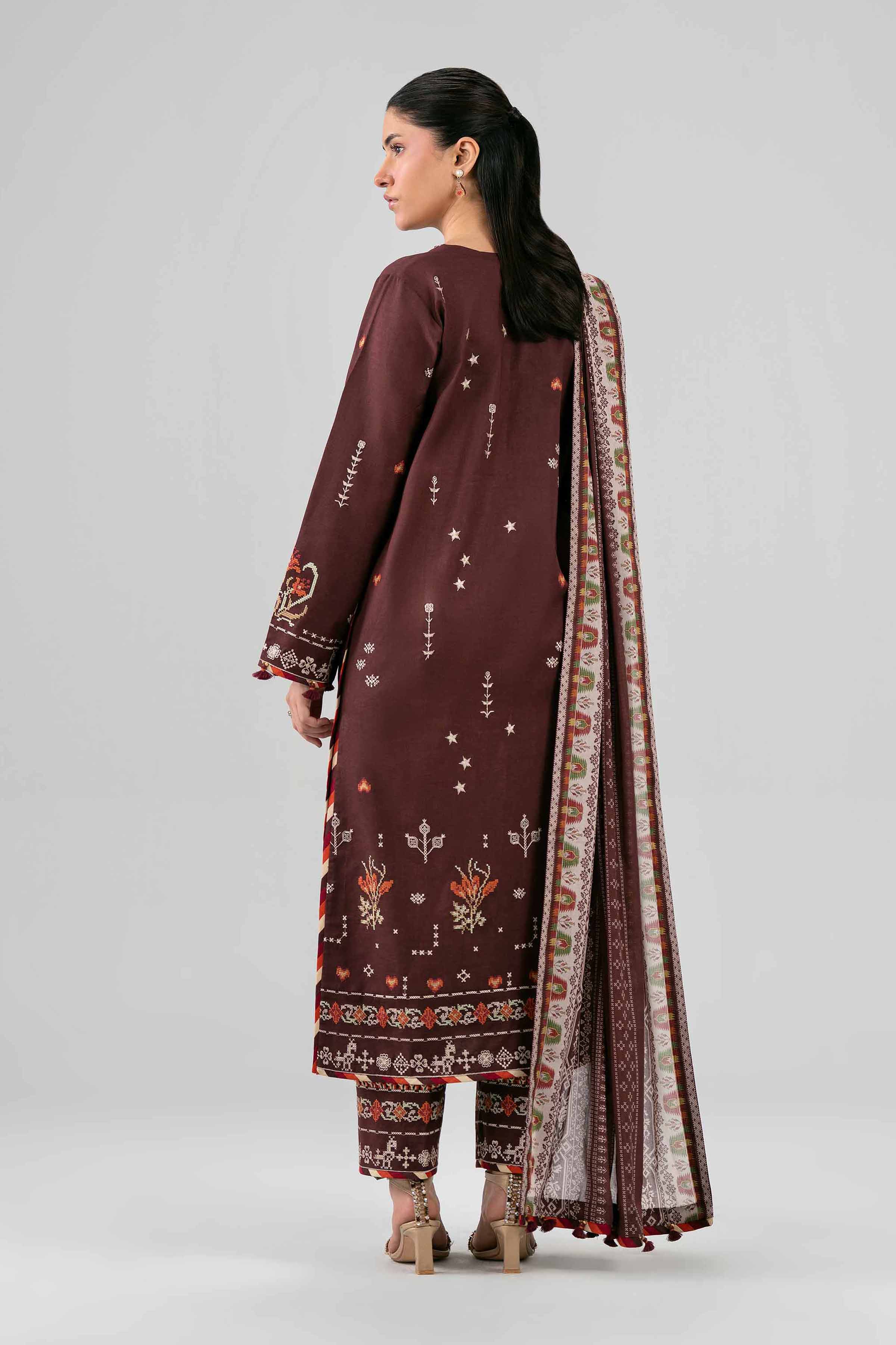 3 Piece - Printed Embroidered Suit - 42602144