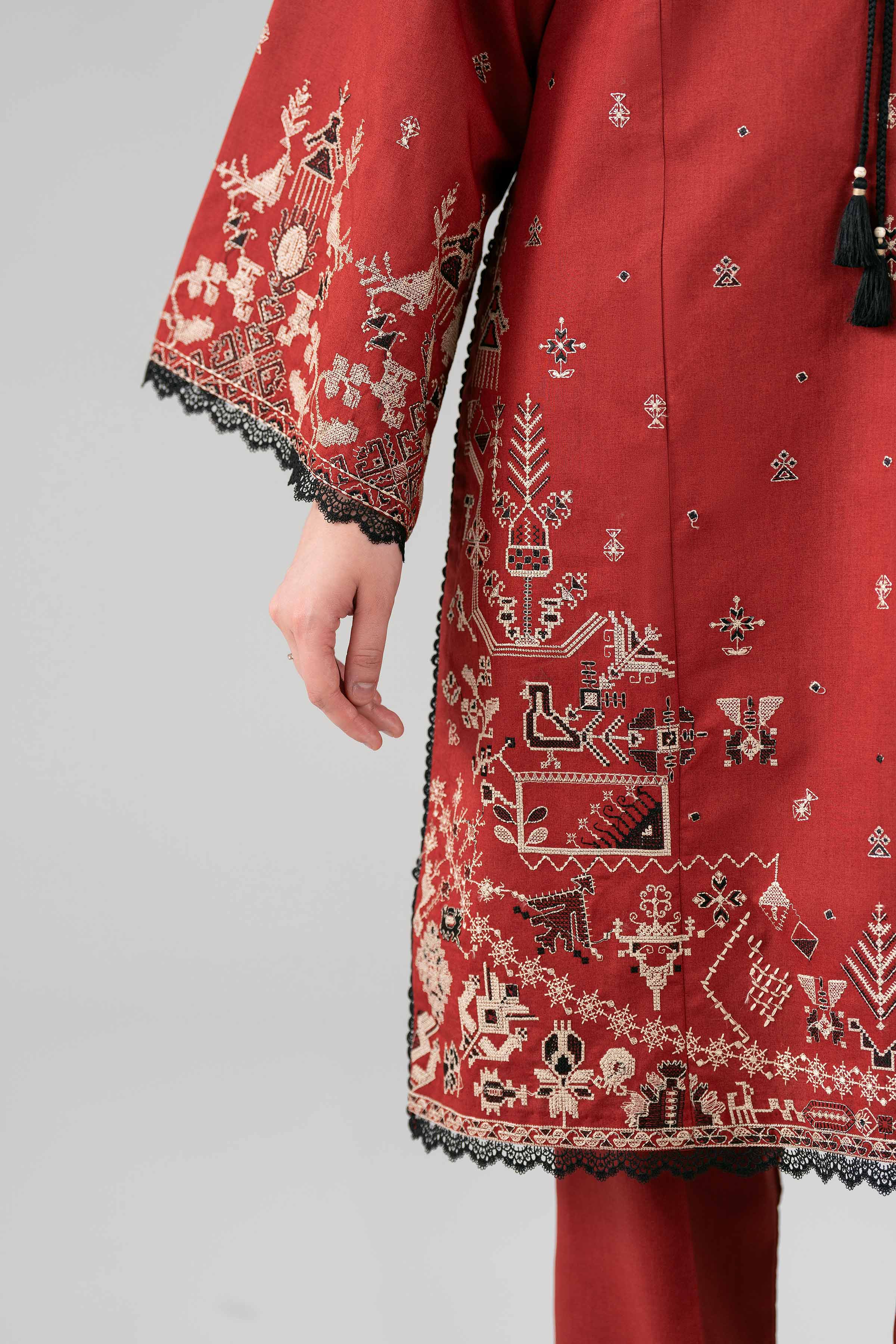 3 Piece - Printed Embroidered Suit - 42602146