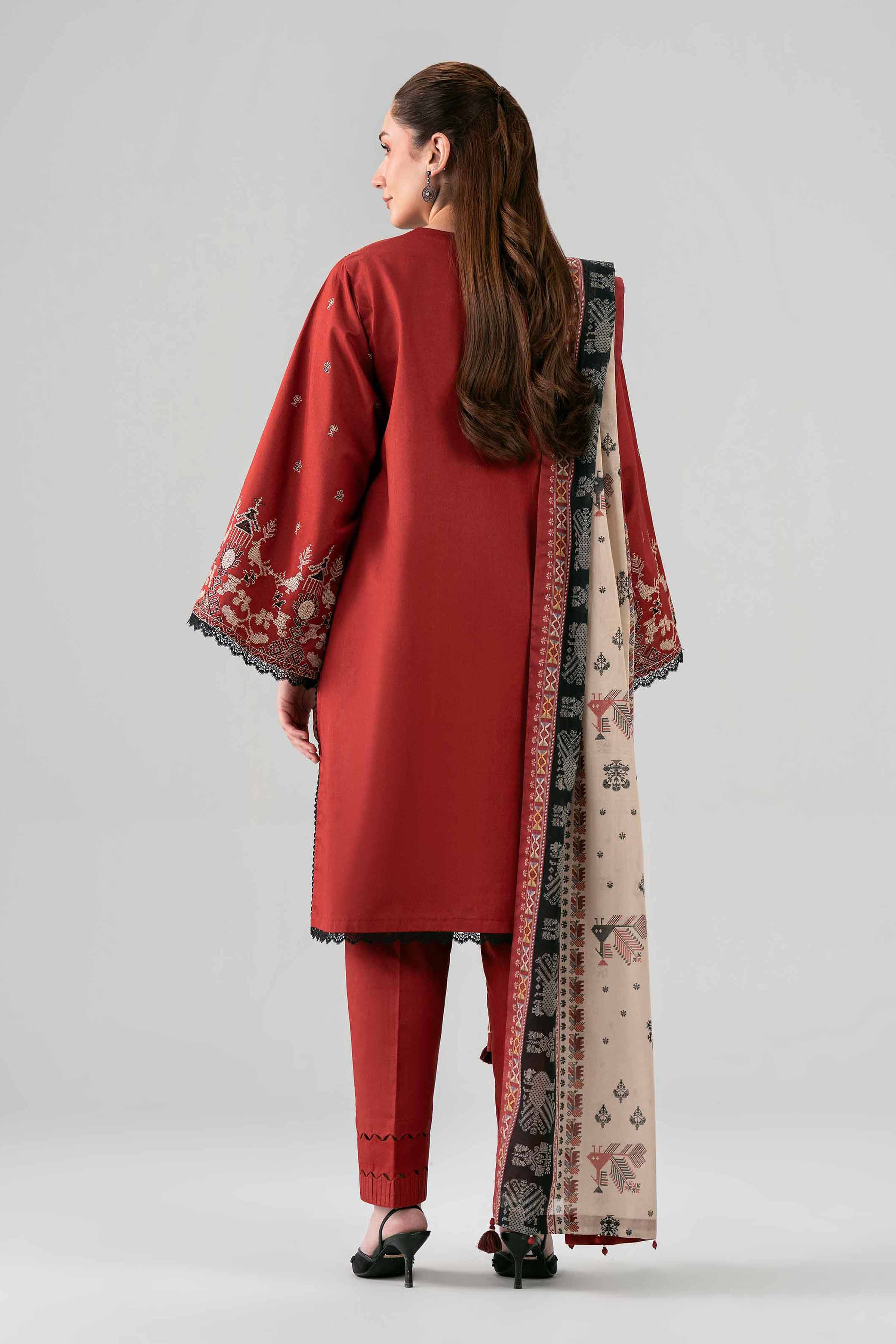 3 Piece - Printed Embroidered Suit - 42602146