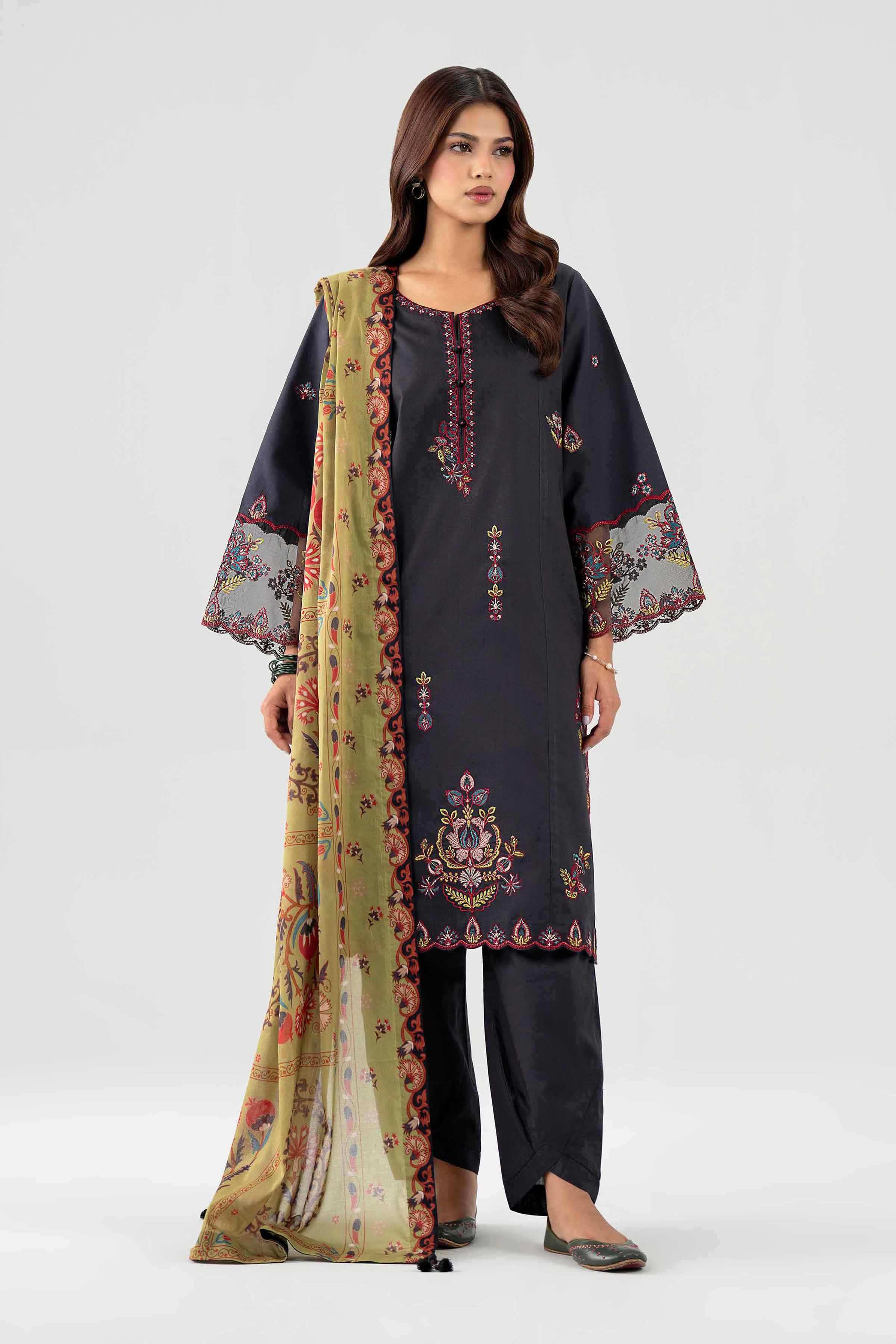 3 Piece - Printed Embroidered Suit - 42602149