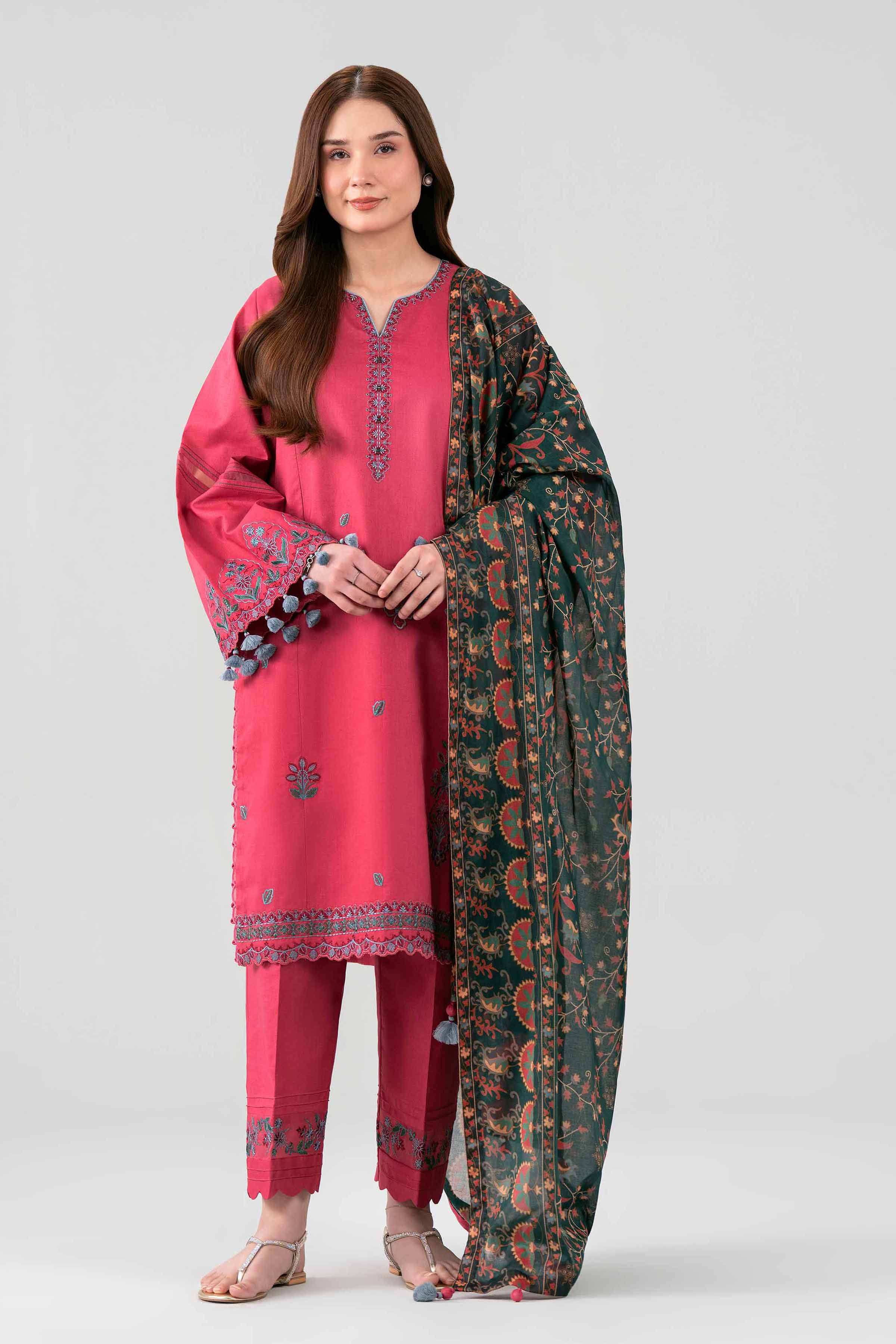3 Piece - Printed Embroidered Suit - 42602150