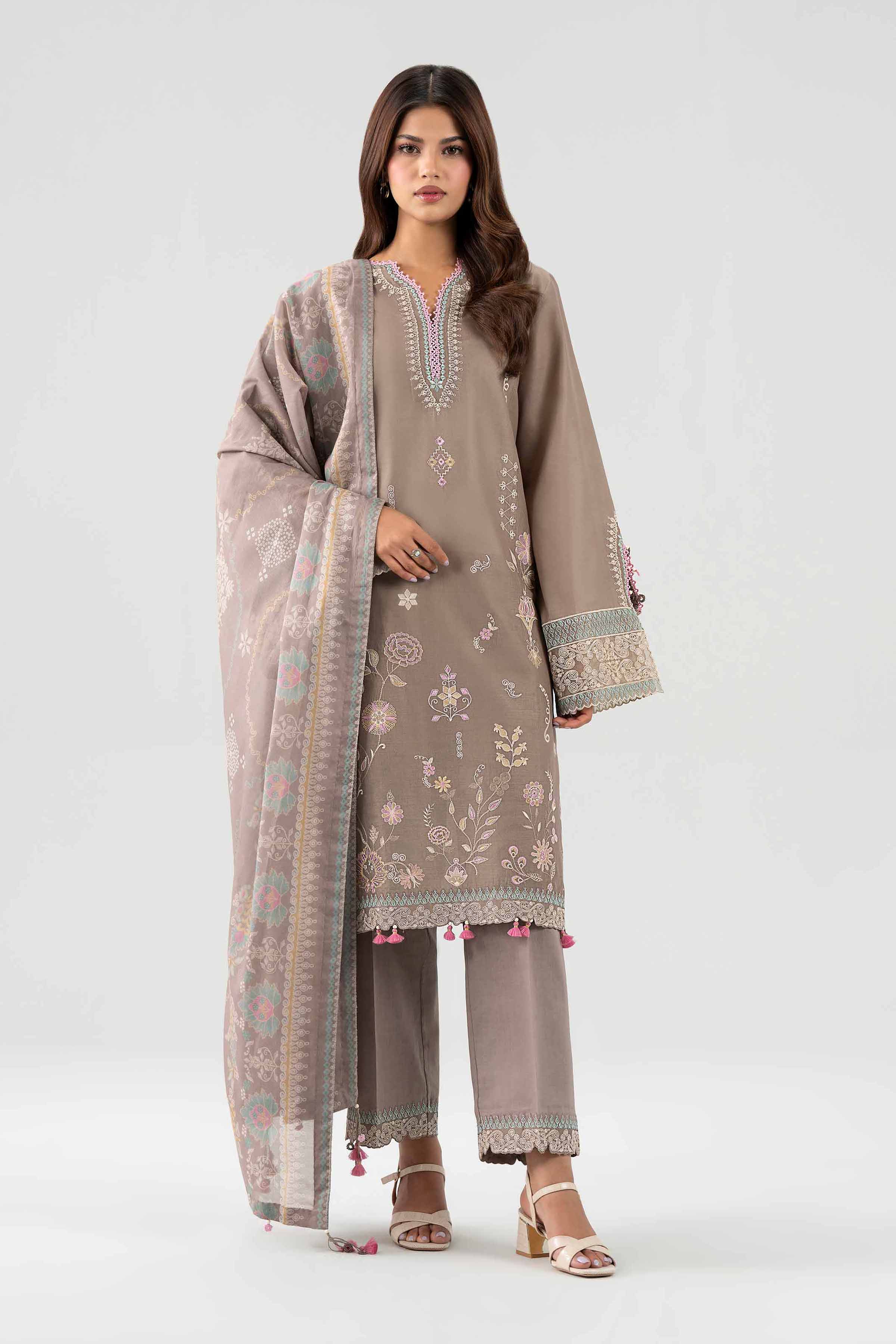 3 Piece - Printed Embroidered Suit - 42602151