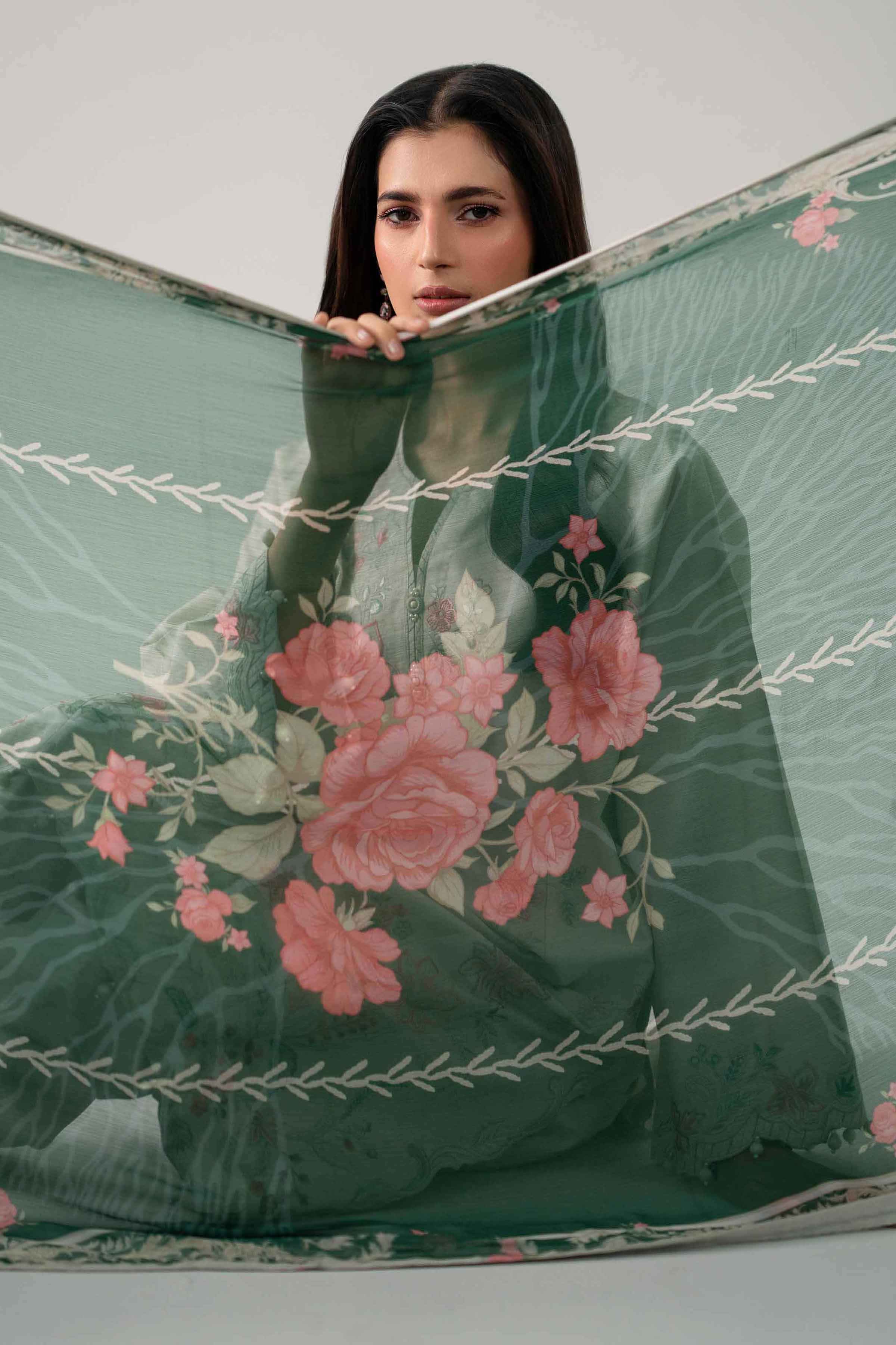 3 Piece - Digital Printed Embroidered Suit - 42602154