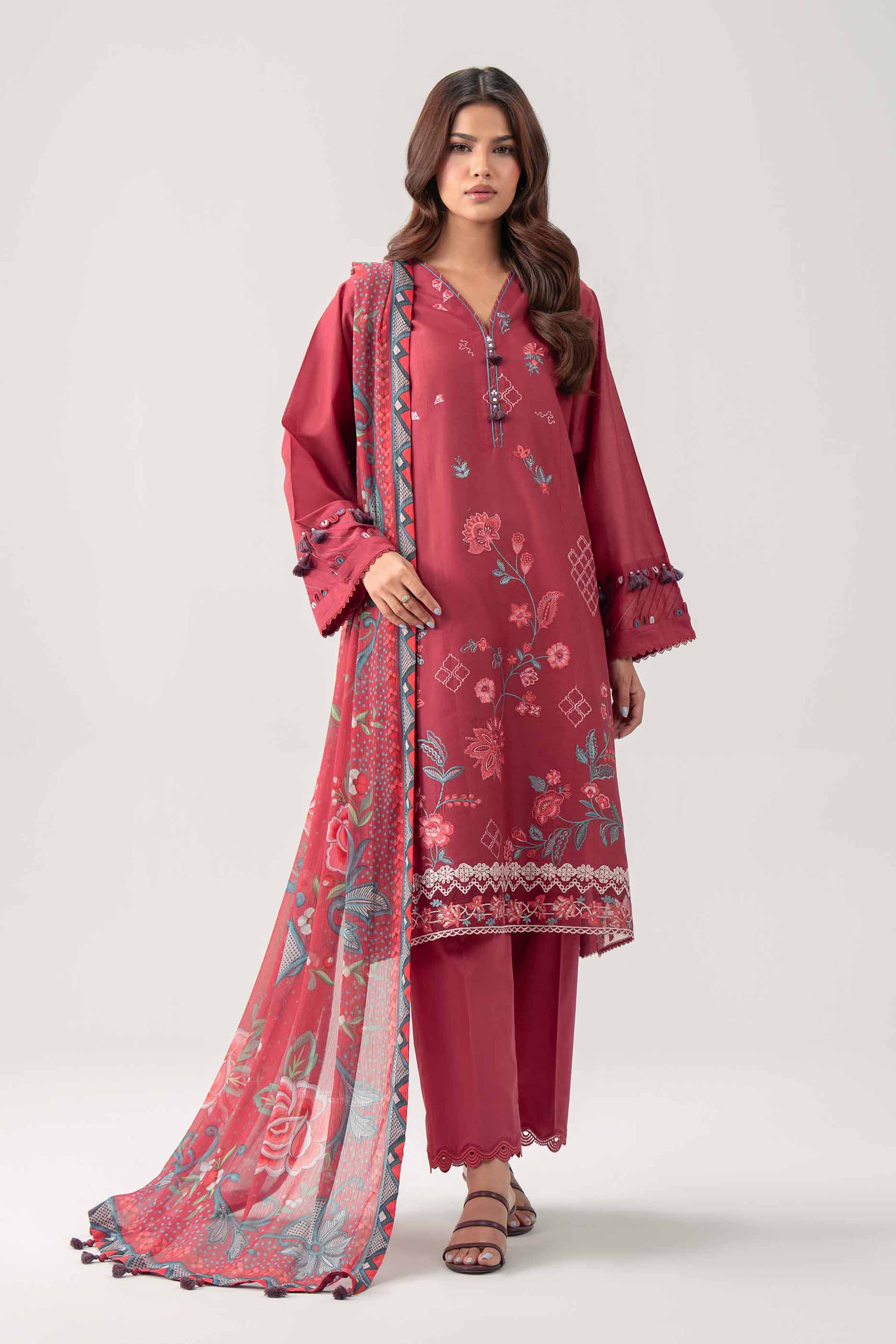 3 Piece - Digital Printed Embroidered Suit - 42602160