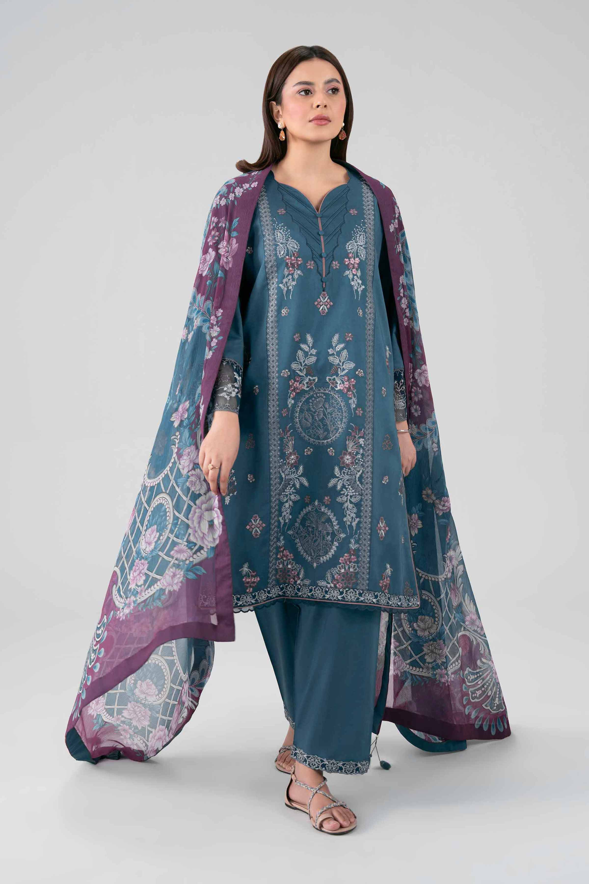 3 Piece - Digital Printed Embroidered Suit - 42602162