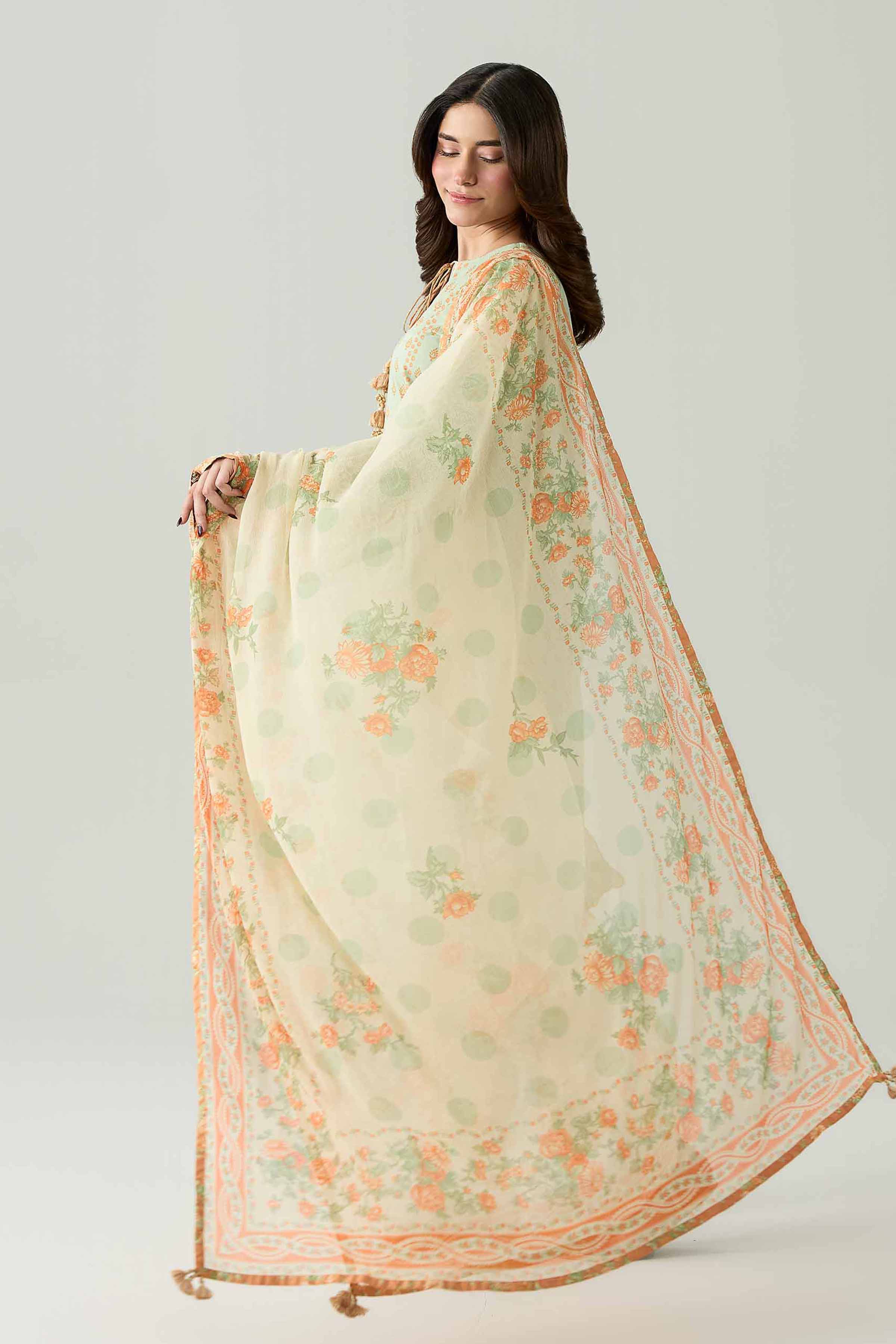 3 Piece - Digital Printed Embroidered Suit - 42602174