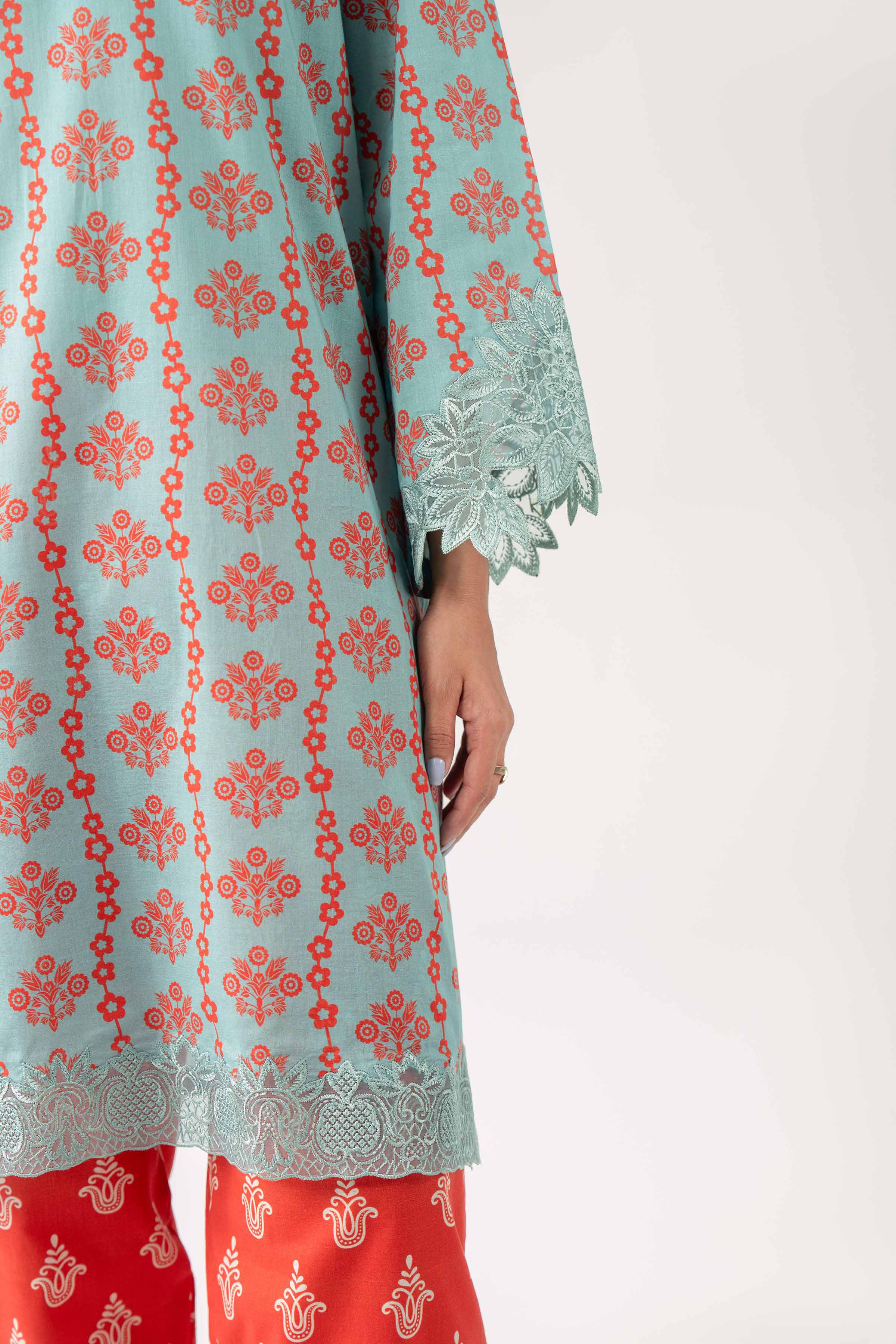 3 Piece - Digital Printed Embroidered Suit - 42602179