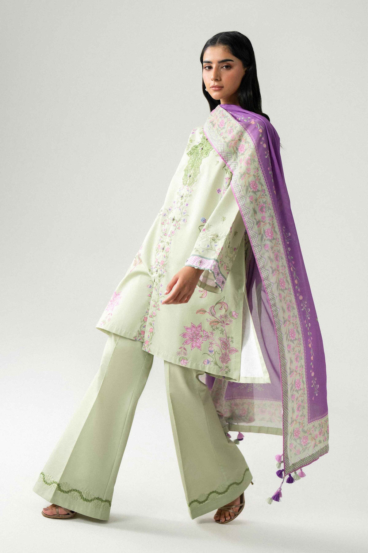 3 Piece - Digital Printed Embroidered Suit - 42602224