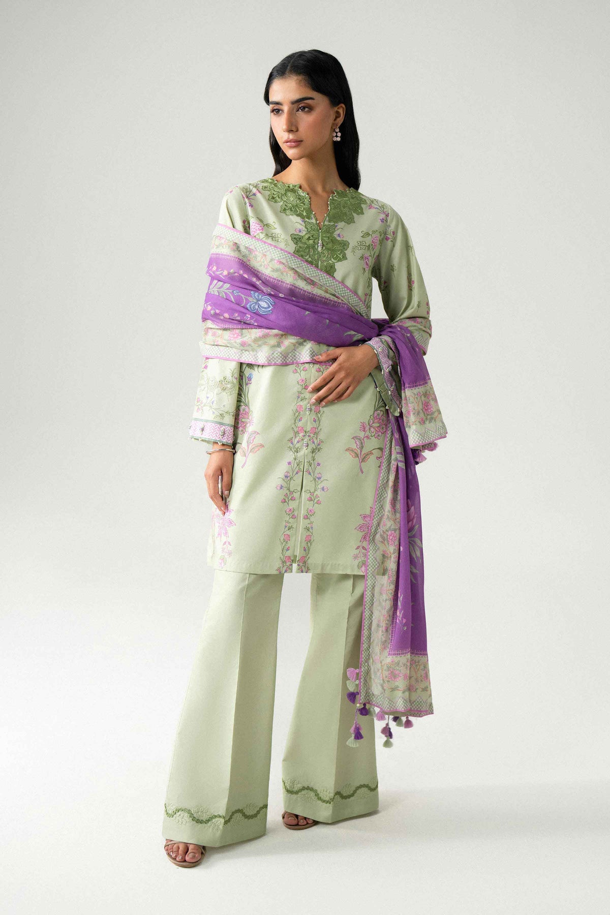 3 Piece - Digital Printed Embroidered Suit - 42602224