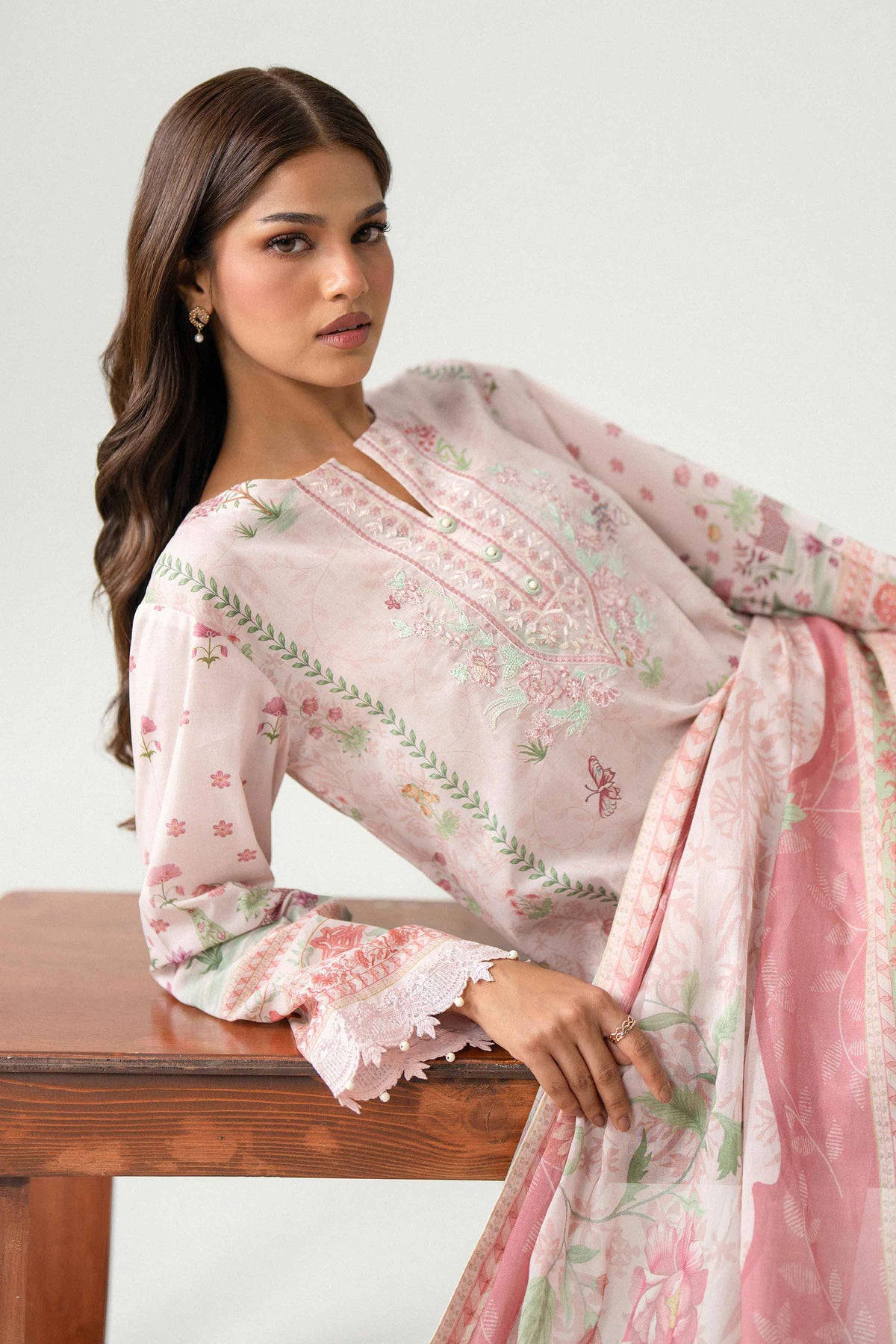 3 Piece - Digital Printed Embroidered Suit - 42602225