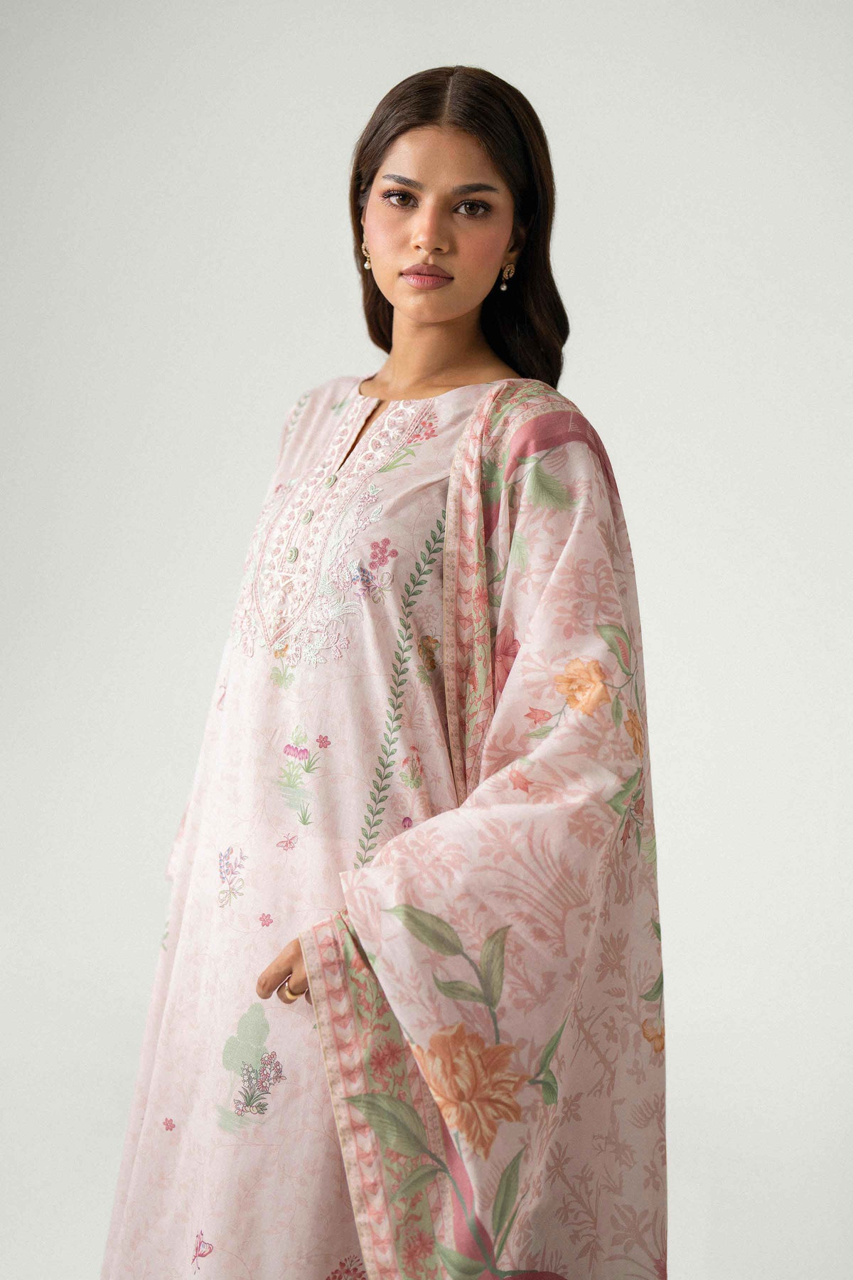 3 Piece - Digital Printed Embroidered Suit - 42602225
