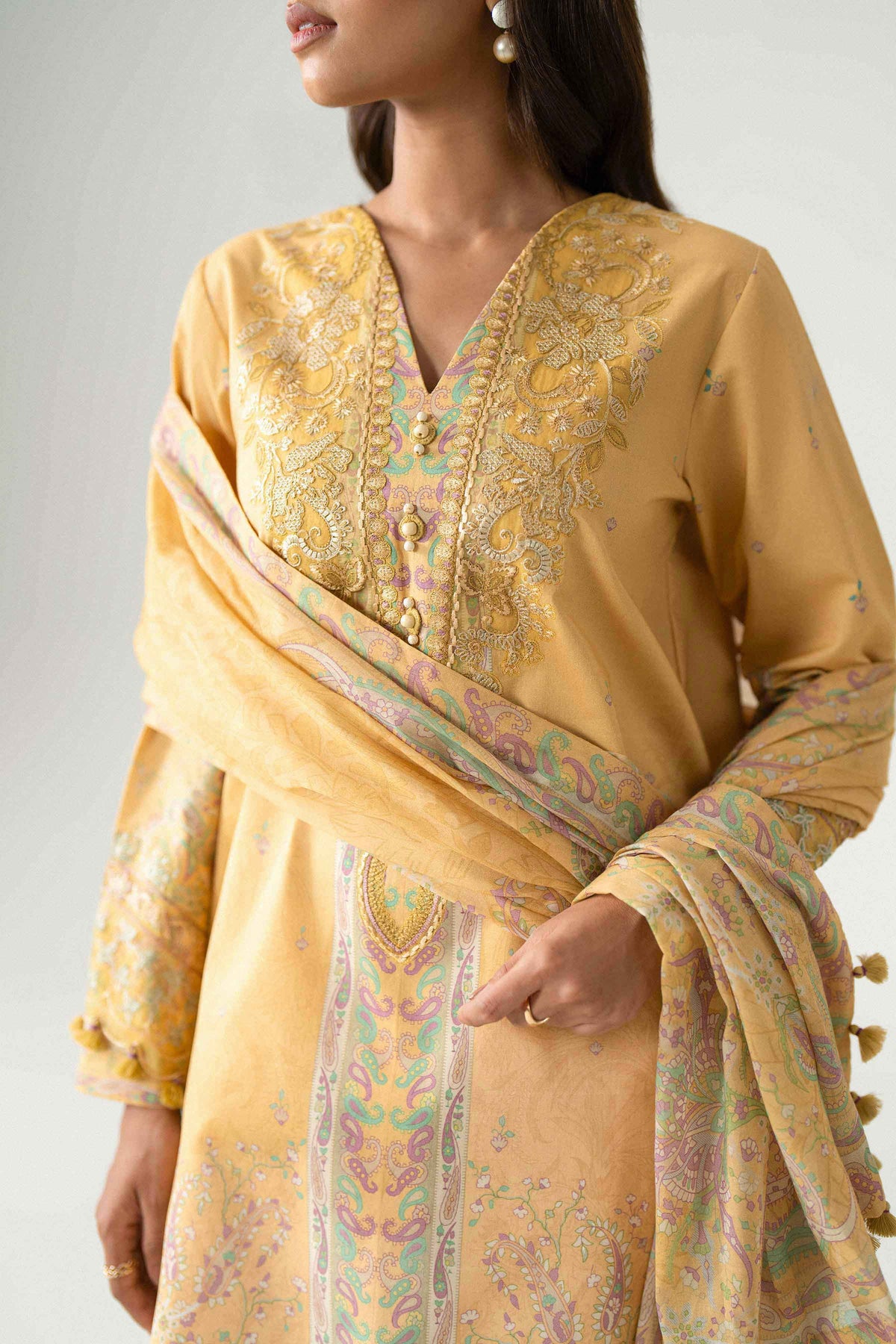 3 Piece - Digital Printed Embroidered Suit - 42602226