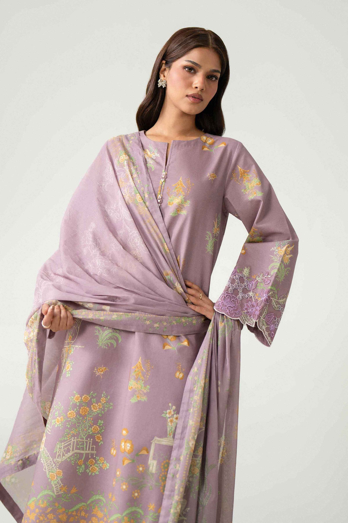 3 Piece - Digital Printed Embroidered Suit - 42602230