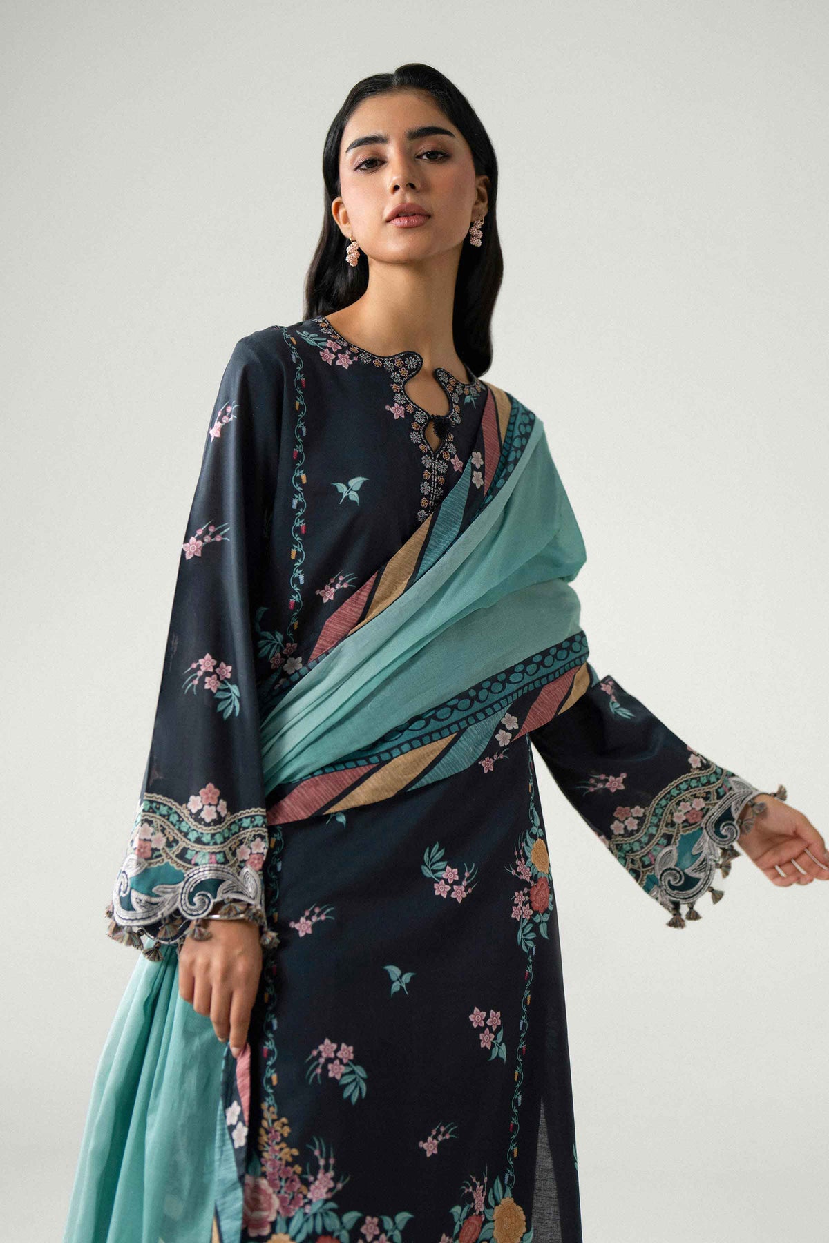 3 Piece - Digital Printed Embroidered Suit - 42602231