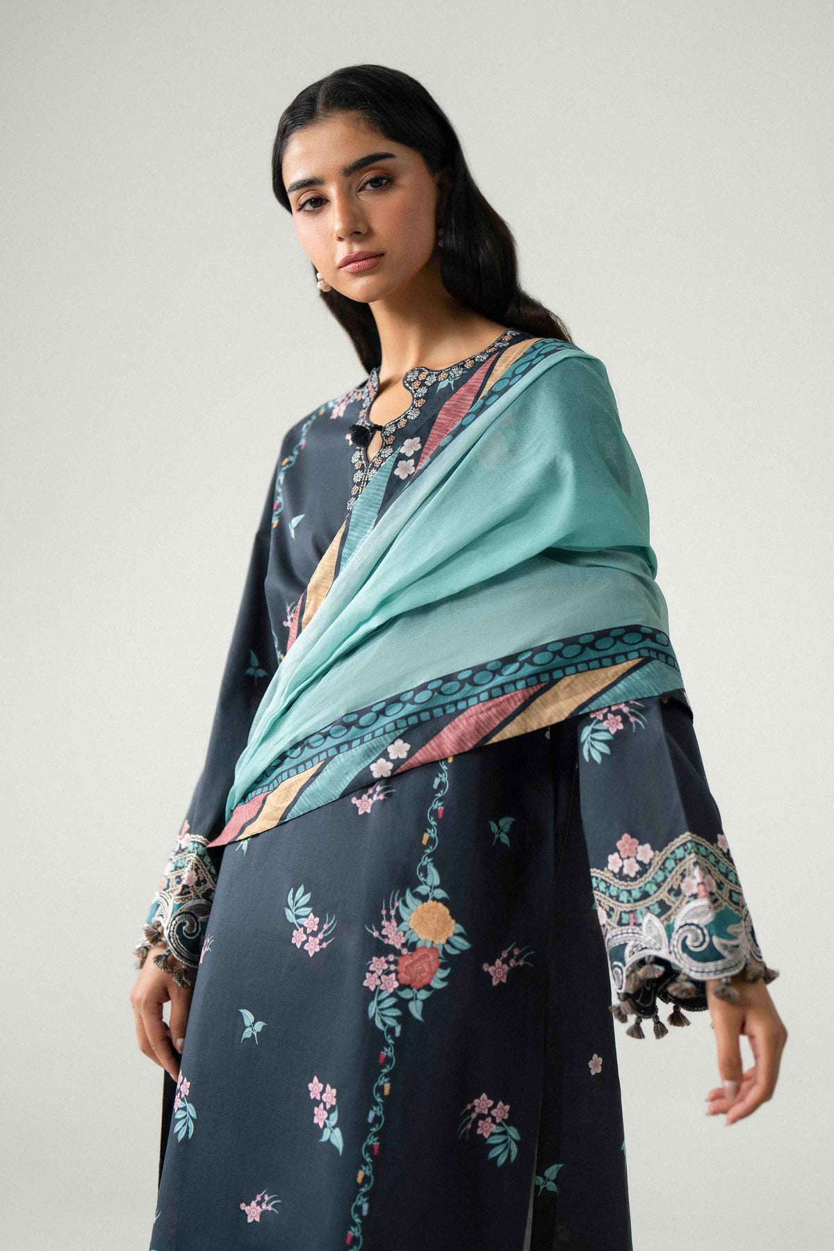 3 Piece - Digital Printed Embroidered Suit - 42602231
