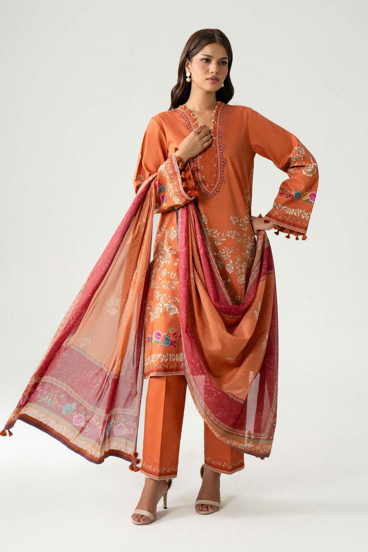 3 Piece - Digital Printed Embroidered Suit - 42602232