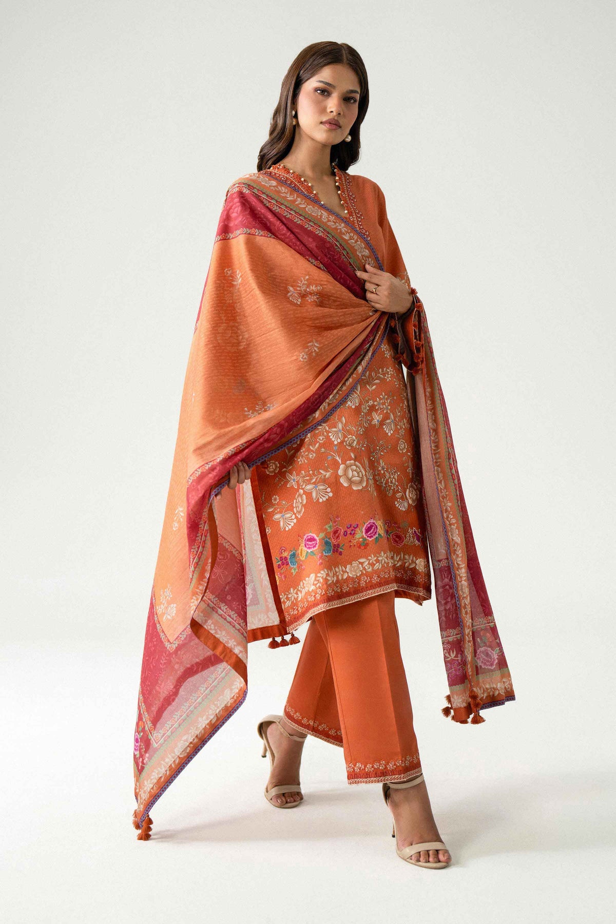 3 Piece - Digital Printed Embroidered Suit - 42602232